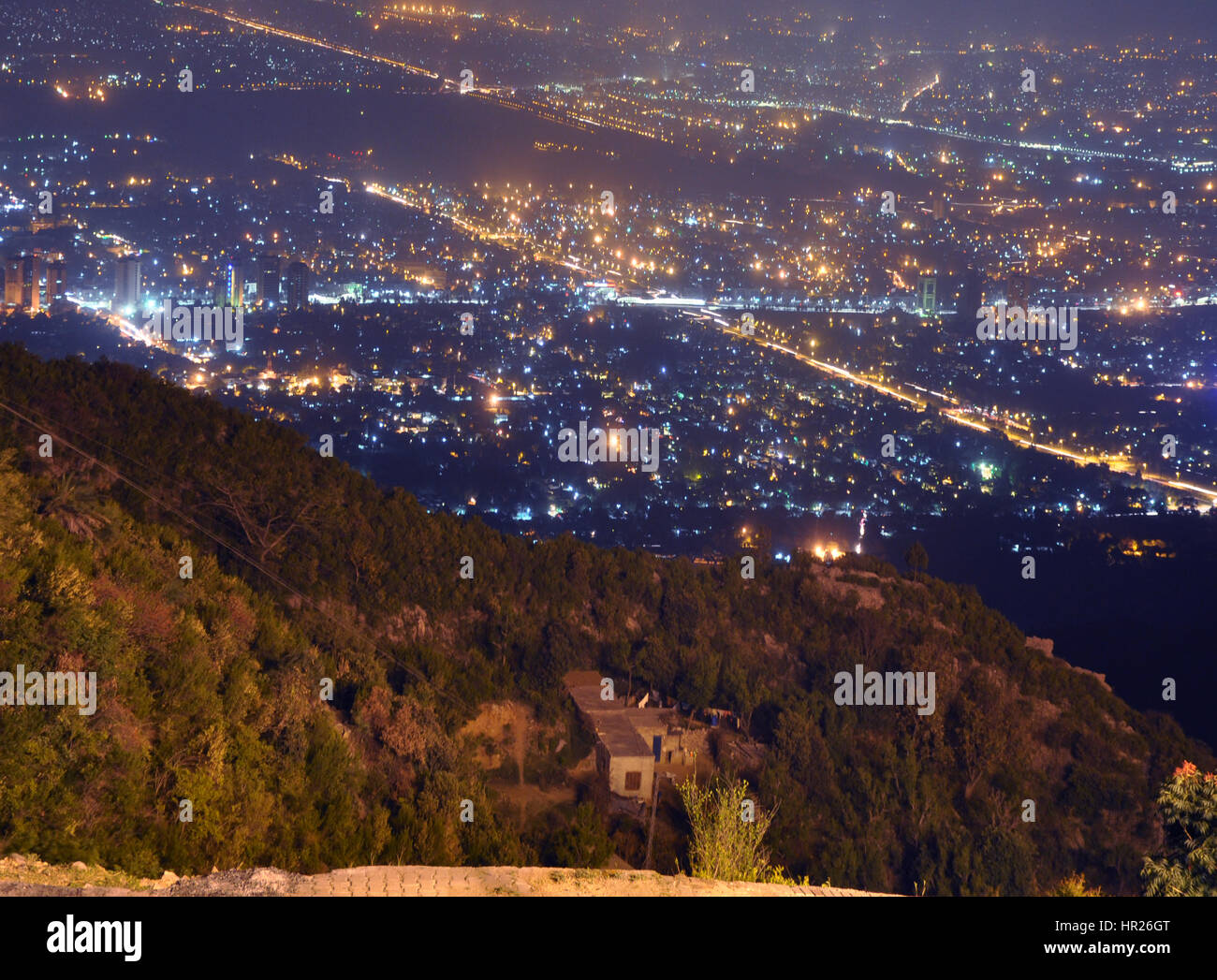 Hauptstadt Islamabad in der Nacht Stockfoto