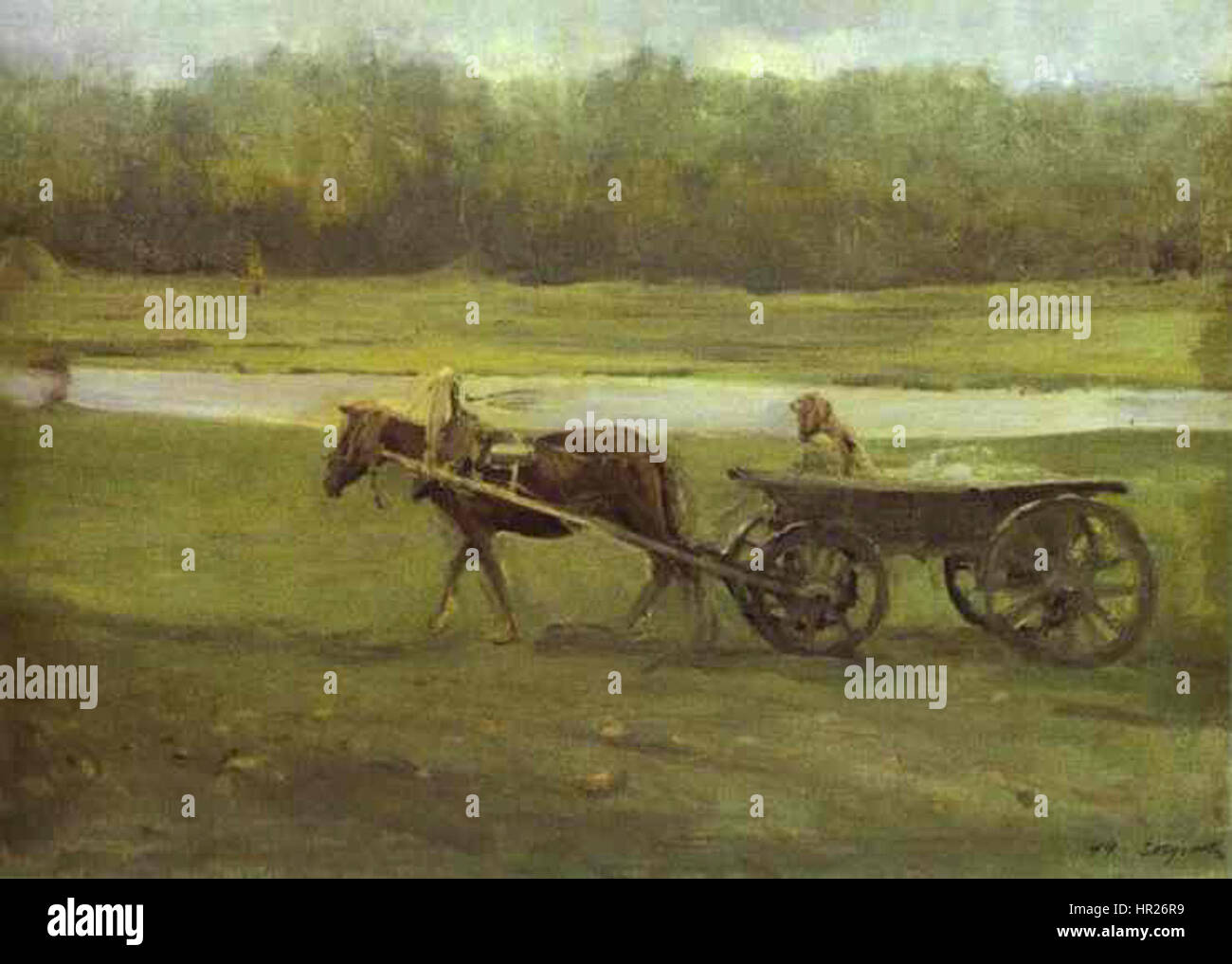 Bäuerin in einem Wagen Stockfoto