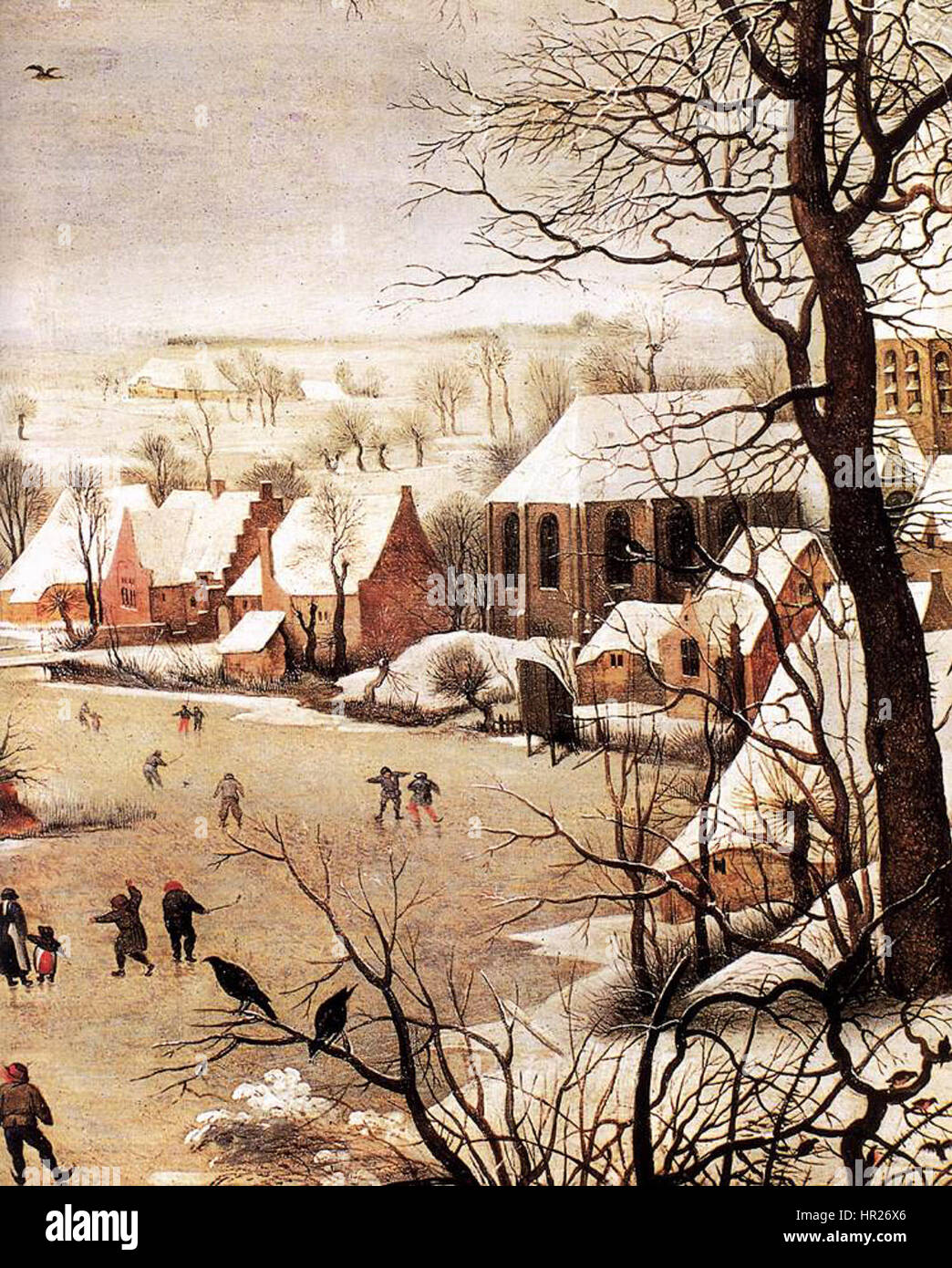 Pieter Bruegel der ältere - Winterlandschaft mit Skatern und eine Vogel-Falle (Detail) - WGA03334 Stockfoto