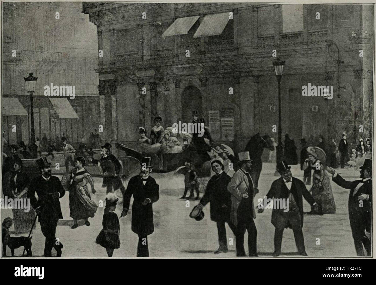 *Panorama Le Tout-Paris* ist eine großangelegte Darstellung von Paris, die sein pulsierendes Stadtleben festlegt. Das Panoramabild zeigt Pariser Wahrzeichen, Architektur und die geschäftige Atmosphäre und bietet einen detaillierten Blick auf die Stadt zu einem bestimmten Zeitpunkt in der Geschichte. Stockfoto