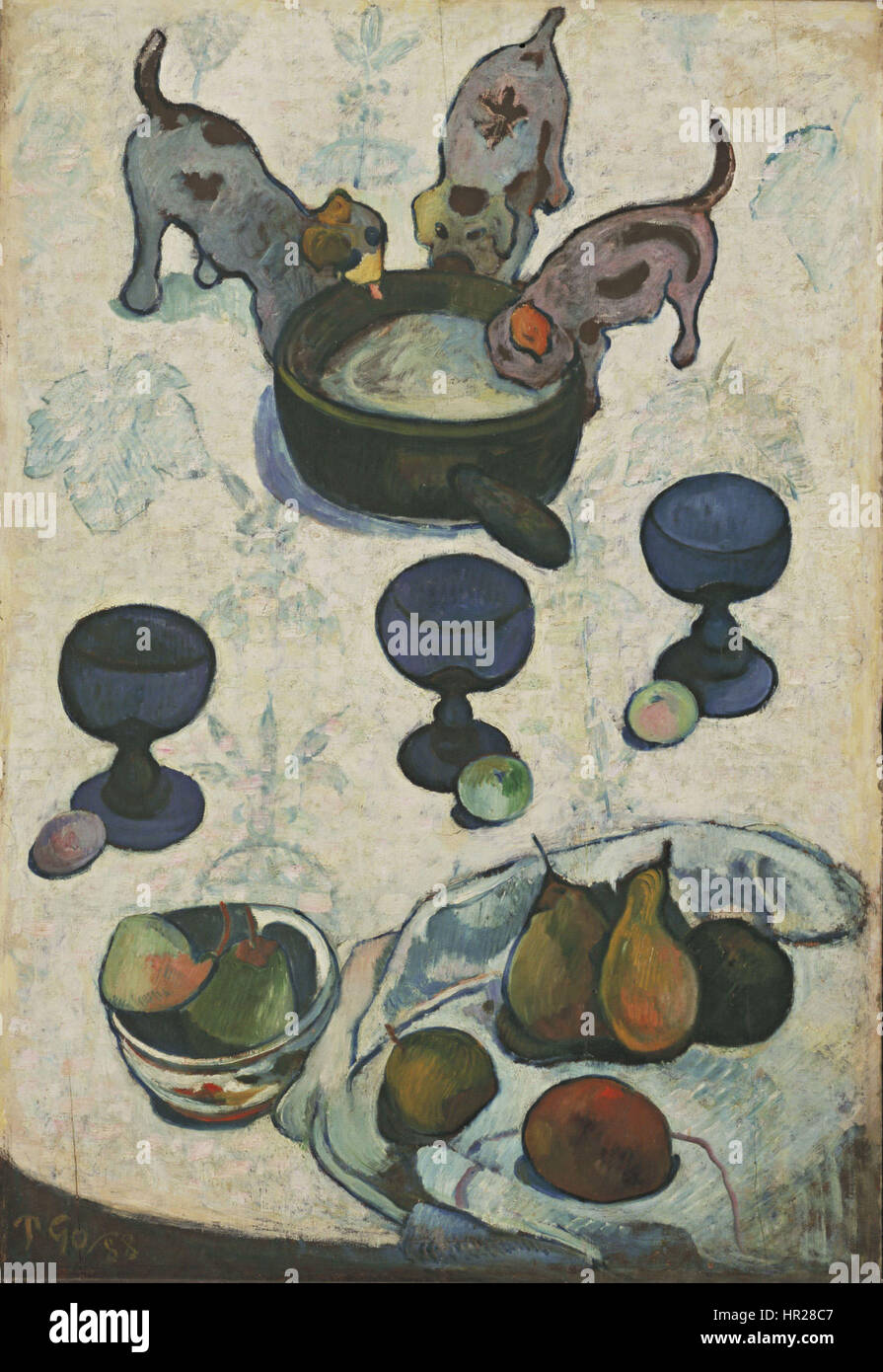 Paul Gauguin - Stillleben mit drei Welpen Stockfoto