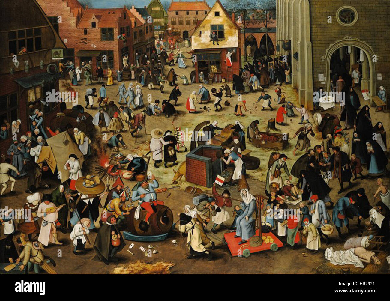 Pieter Brueghel der jüngere, der Kampf zwischen Karneval und Fastenzeit. Öl auf Eiche Holz. Die Sothey Stockfoto