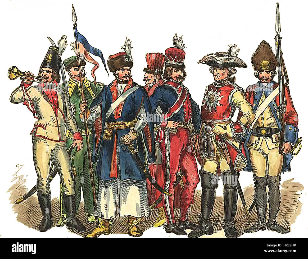 Polnische Soldaten 1697-1795 Stockfoto