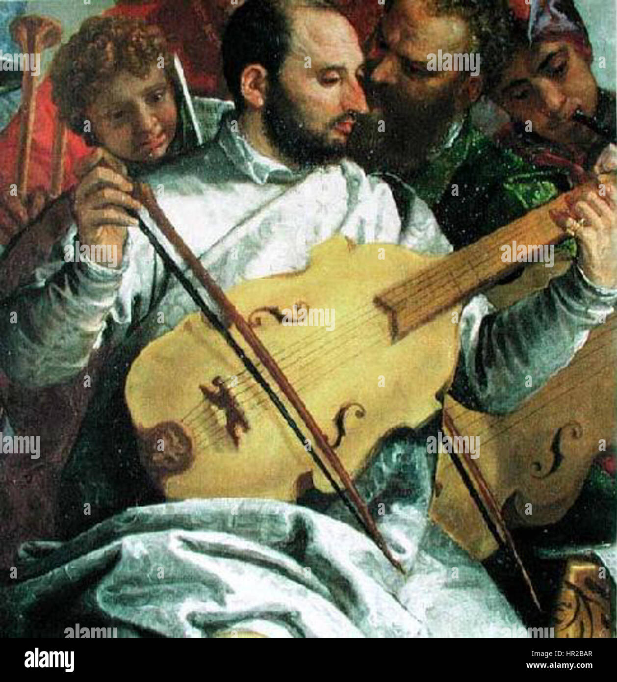 Das Selbstporträt von Paolo Veronese offenbart den Künstler auf elegante und komponierte Weise und erfasst seine raffinierten Merkmale und sein selbstbewusstes Verhalten. Das Werk veranschaulicht den venezianischen Renaissance-Stil, wobei Veronese die Beherrschung von Farbe und Komposition in der Darstellung des Themas deutlich macht. Stockfoto