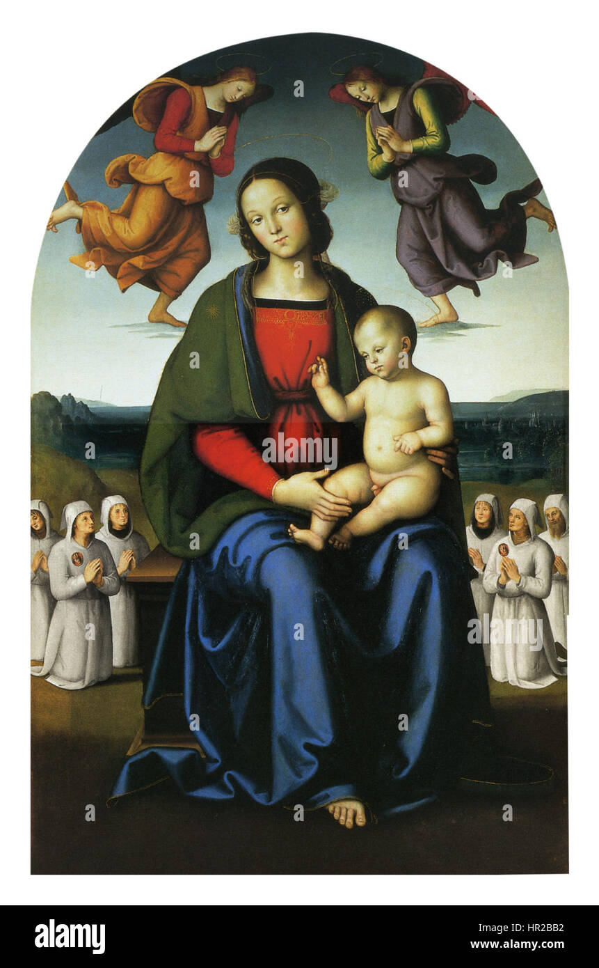 Pietro Perugino, ein italienischer Maler der Renaissance, ist bekannt für seine anmutigen Kompositionen und harmonischen Farbgebrauch. Sein Werk „cat50“ spiegelt die religiösen und humanistischen Themen wider, die einen Großteil der Renaissance-Kunst kennzeichneten, wobei er sich auf sakrale Themen und raffinierte Schönheit konzentriert. Stockfoto
