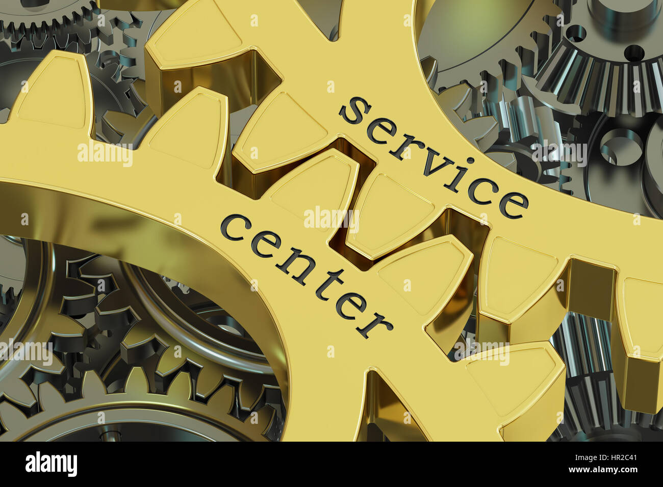 Service-Center-Konzept auf die Zahnräder, 3D rendering Stockfoto