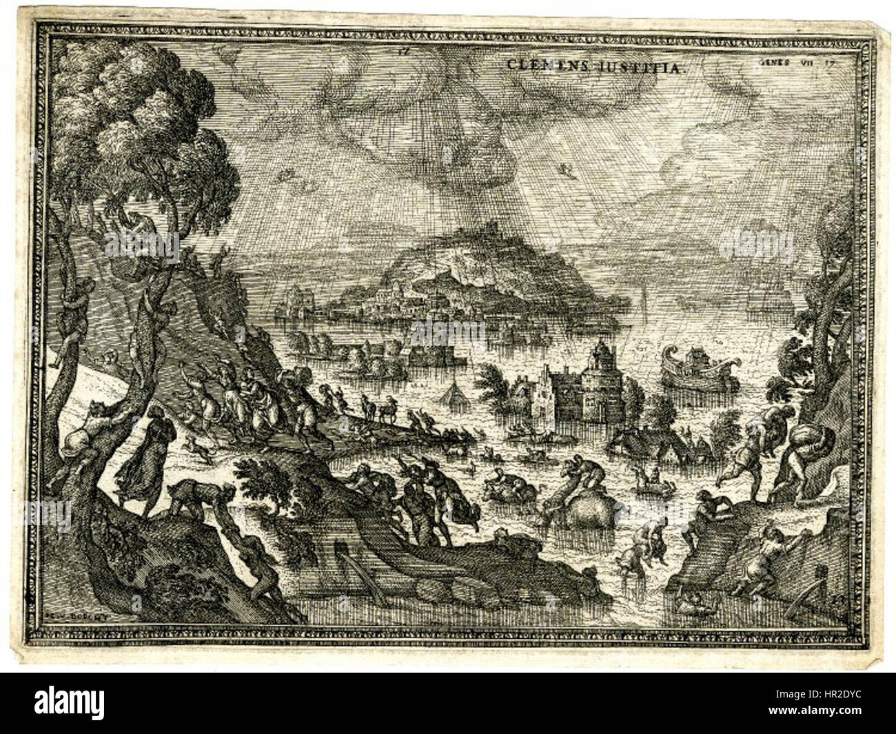 Pieter van der Borcht (I) - die Sintflut Platte 13 von den Imagines et Figurae Bibliorum Stockfoto