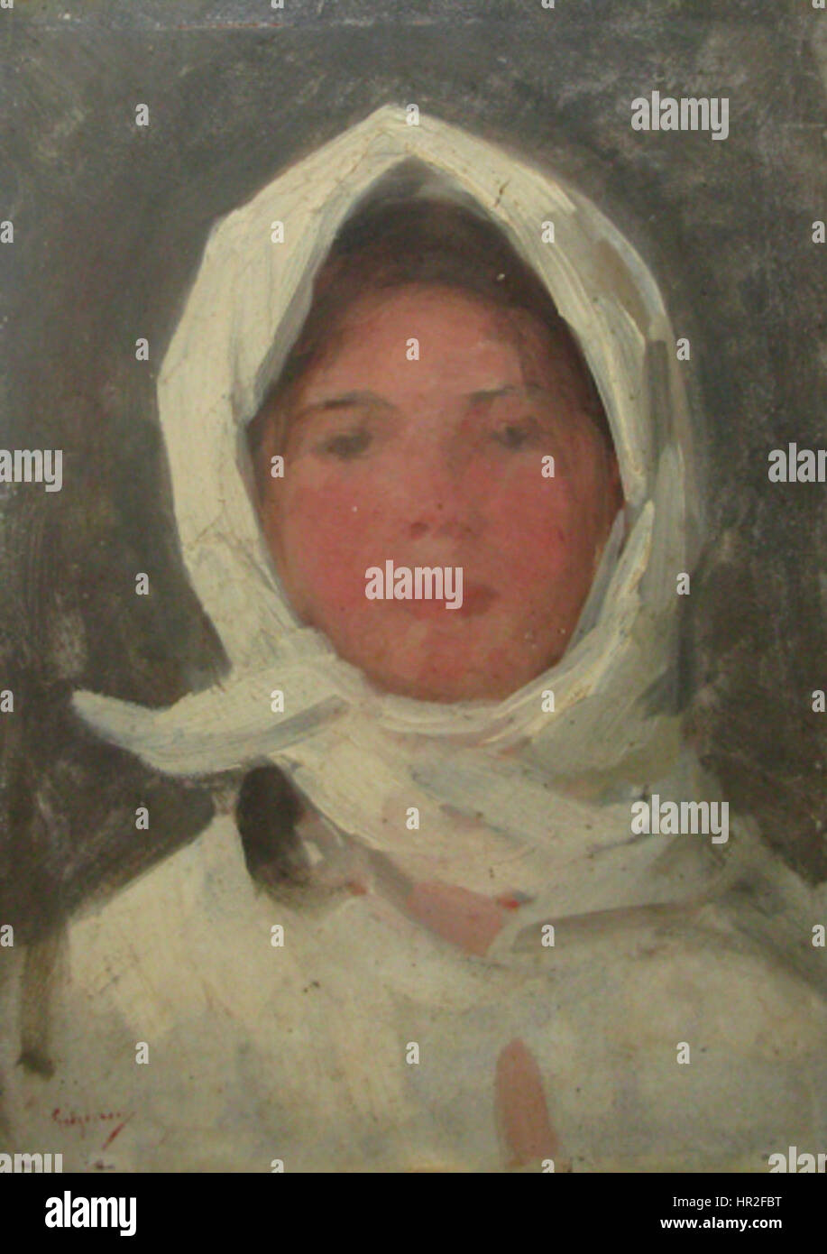 Nicolae Grigorescu - Tarancuta cu Basma Alba Stockfoto