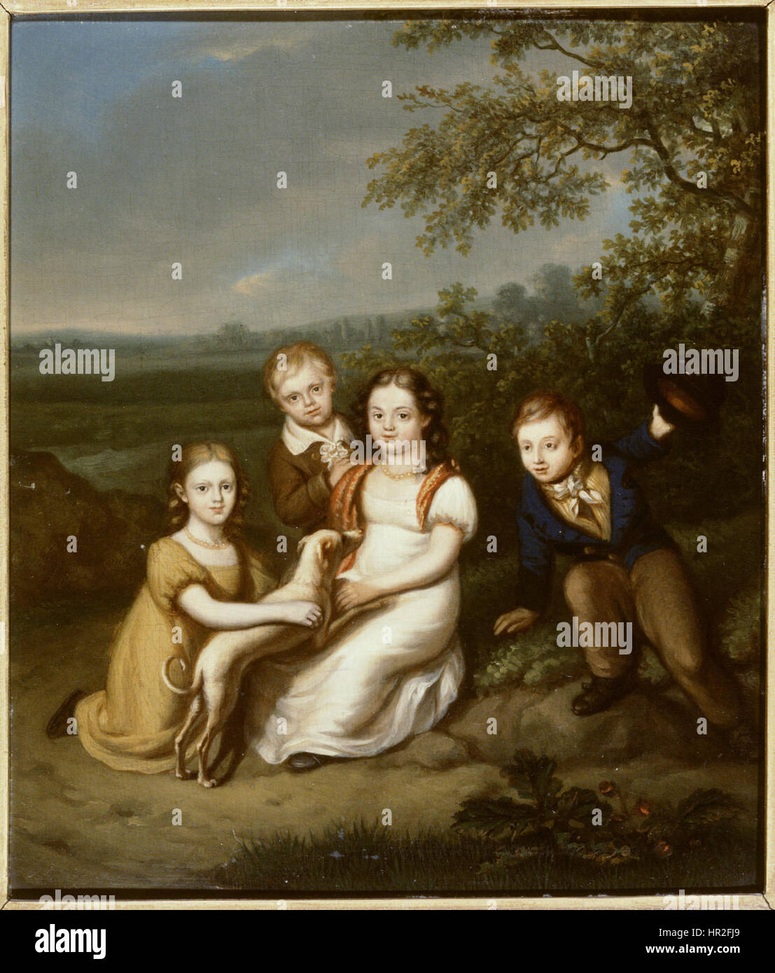 Portret van de Kinderen van Nicolaas van Heukelom (1761-1809) Tür Christiaan van Geelen (1794-1826) Stockfoto