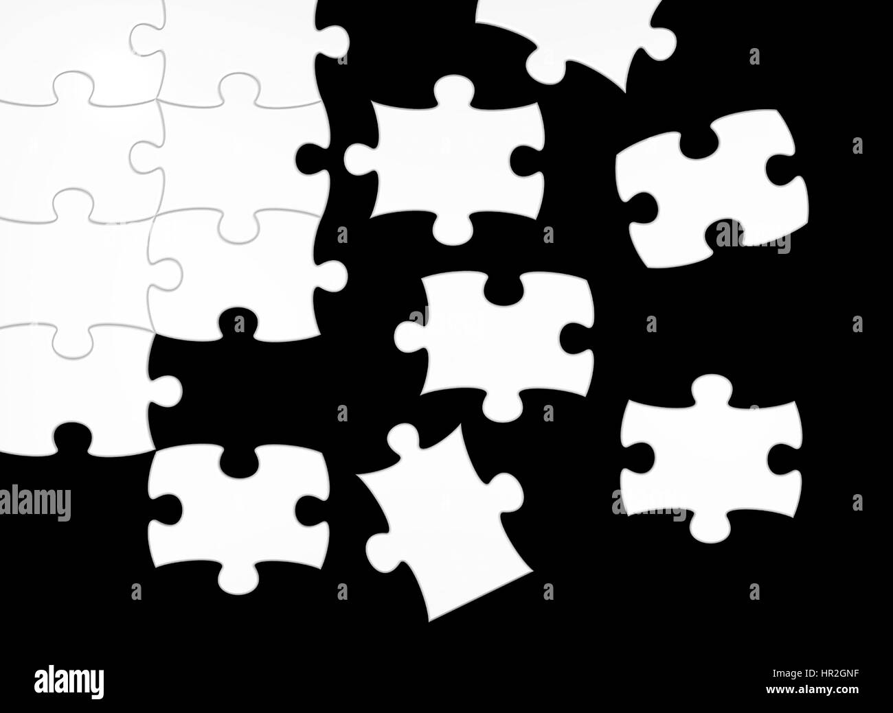 Schwarz und weiß puzzle - positive und negative Kontrast - 3d render Stockfoto