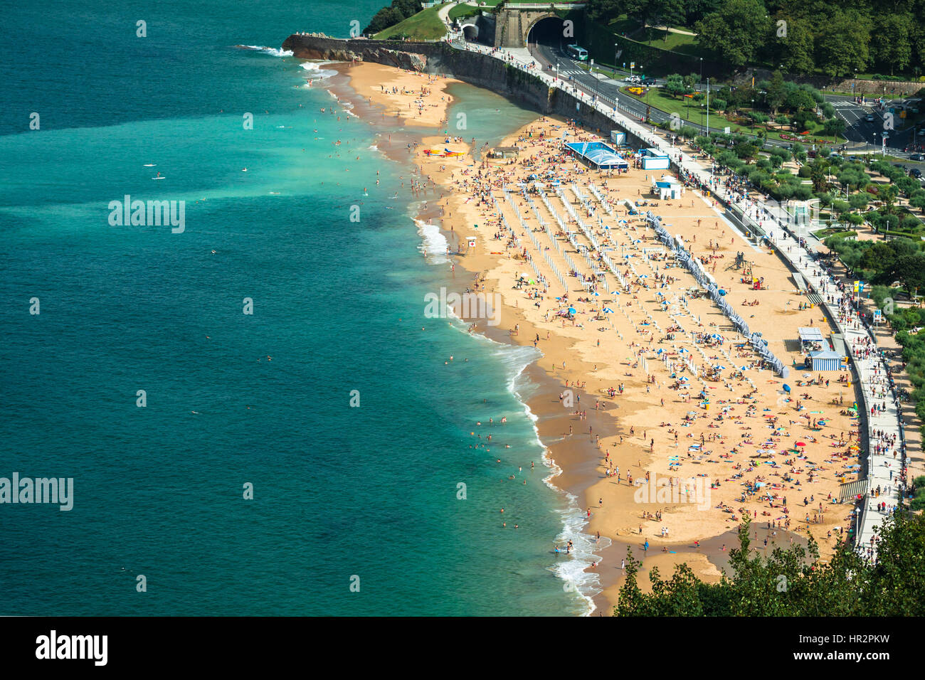 Strand La Concha in San Sebastian, Spanien. Stockfoto