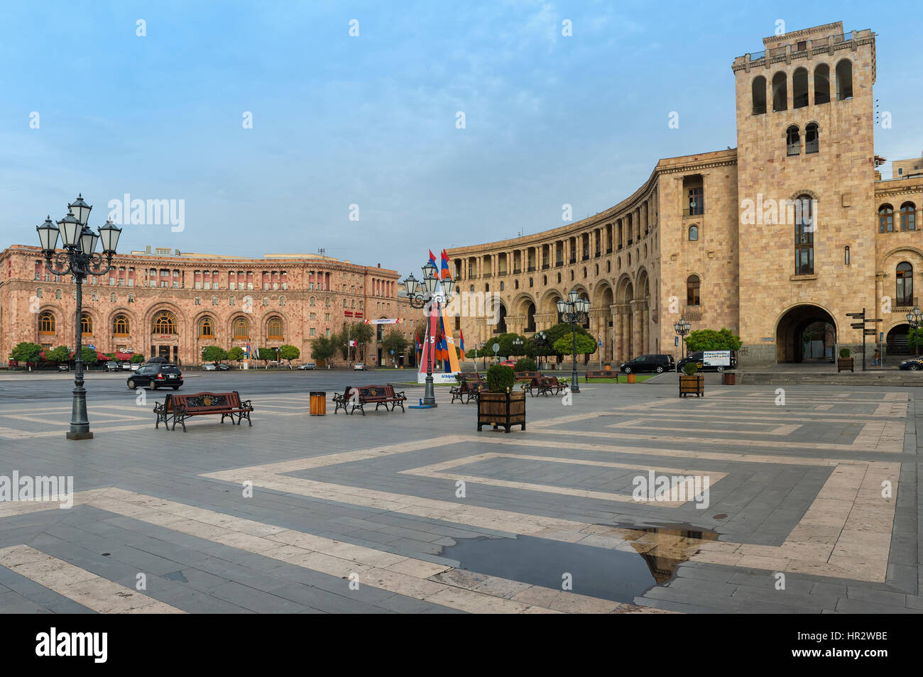 Platz der Republik in den Morgen, Yerevan, Armenien, Kaukasus, Naher Osten, Asien Stockfoto