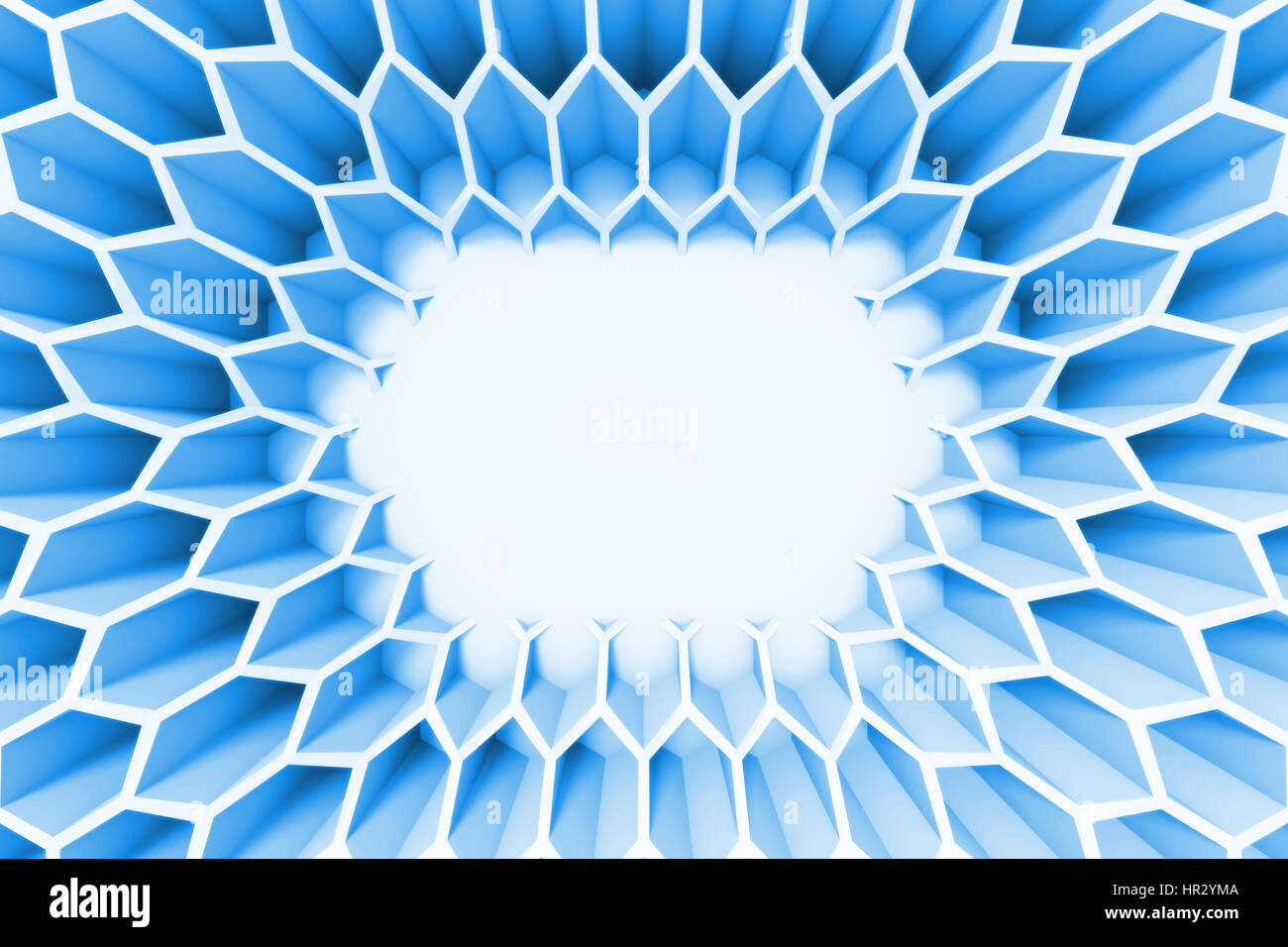 blauer abstrakten Hintergrund mit einem Sechseck-Frame-Struktur Stockfoto