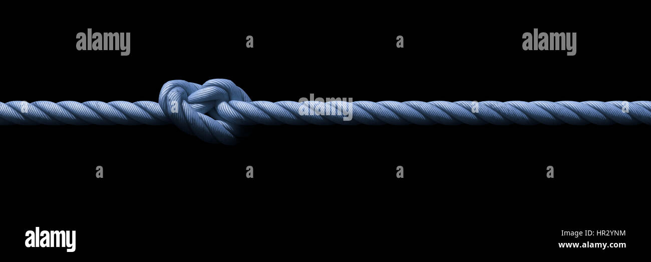 blaues Seil mit Knoten Hintergrund banner Stockfoto