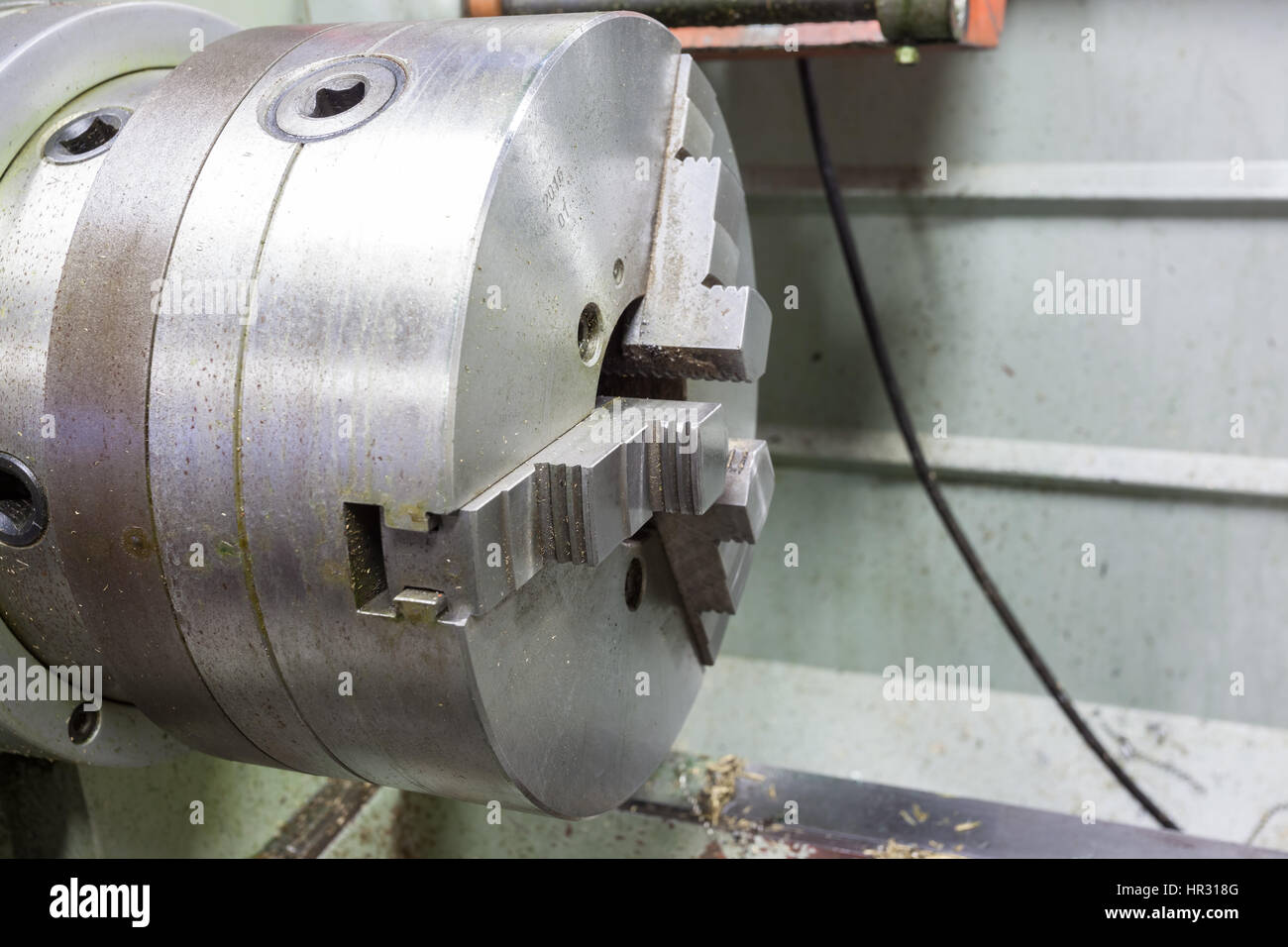 ein Kopf von einem Metall-Drehbank in Nahaufnahme Stockfoto ein Kopf von einem Metall-Drehbank in Nahaufnahme Stockfoto