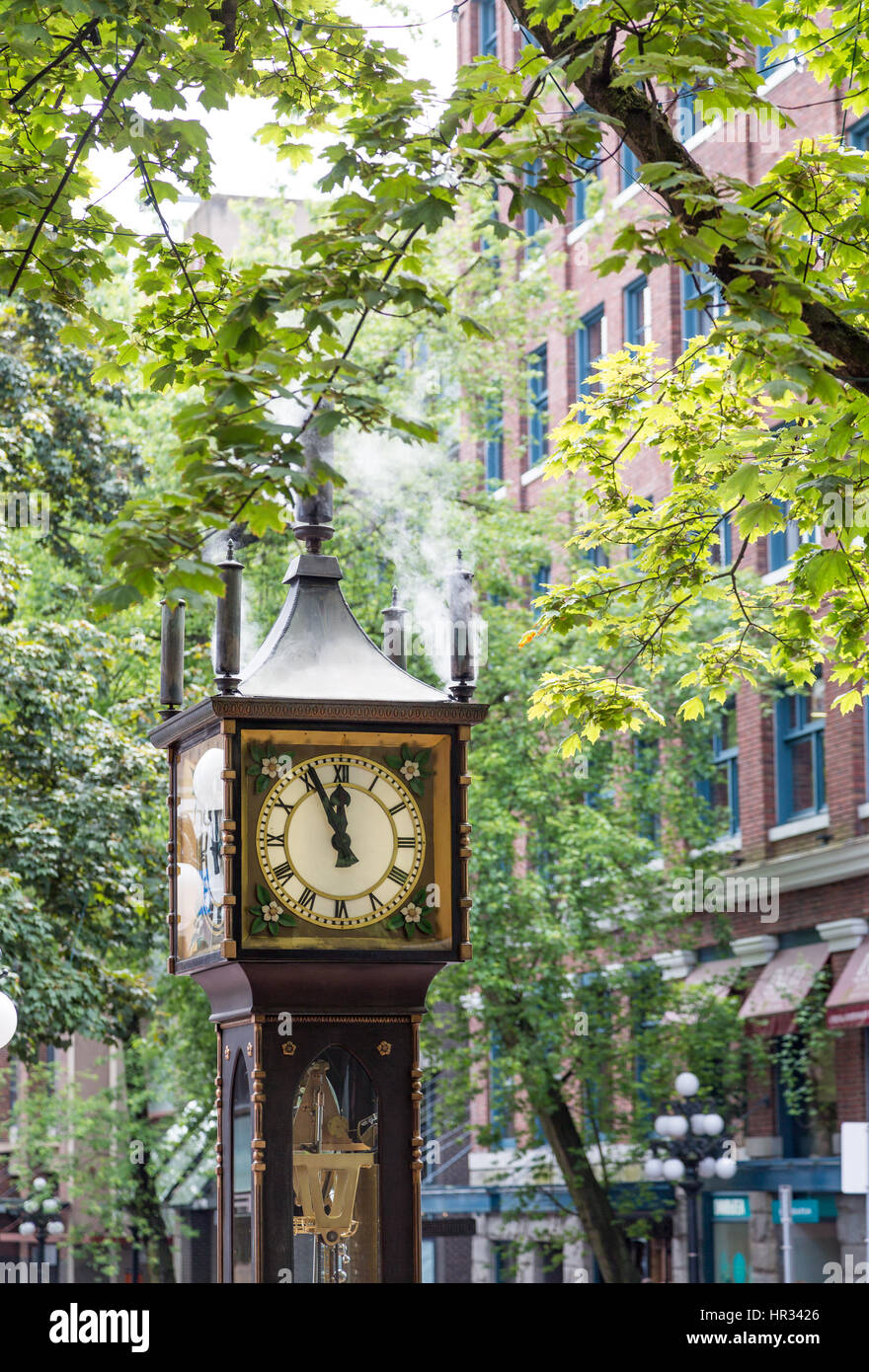 Die berühmten Dampfantrieb Uhr in Gaslight District von Vancouver, Britisch-Kolumbien, Kanada Stockfoto