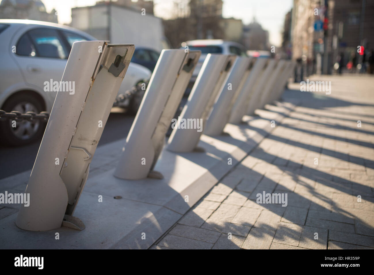 Empthy Fahrrad-Parken in der Stadt Zentrum von Moskau in Russland Stockfoto