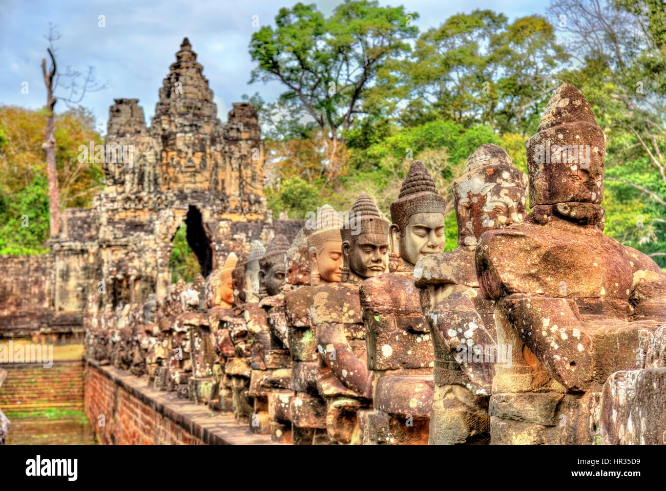 Wächter am Südtor von Angkor Thom - Siem Reap, Kambodscha Stockfoto