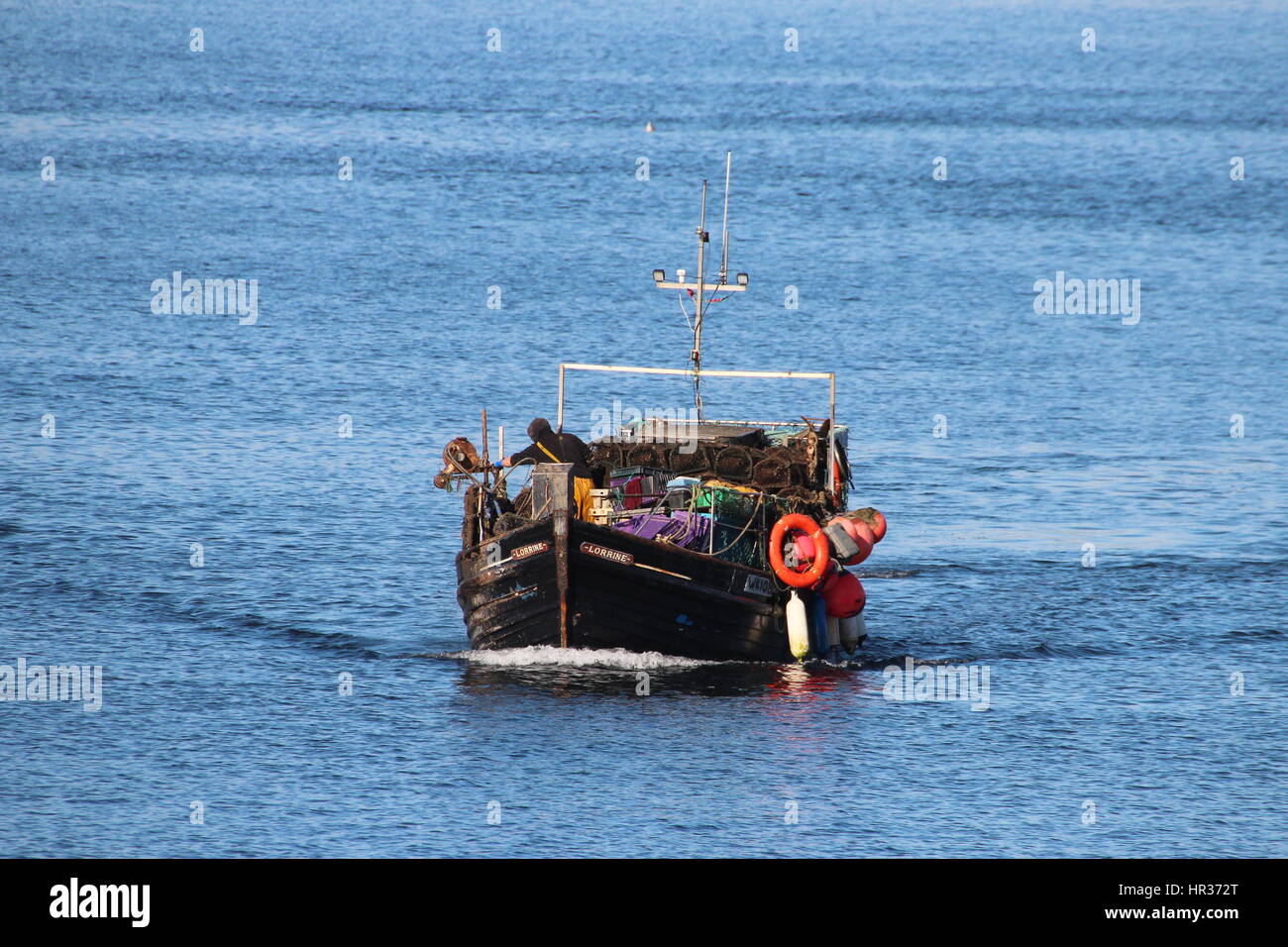 Das kleine Fischerboot Lorrine (WK 108), Cloch Ausgangspunkt am Firth of Clyde Stockfoto