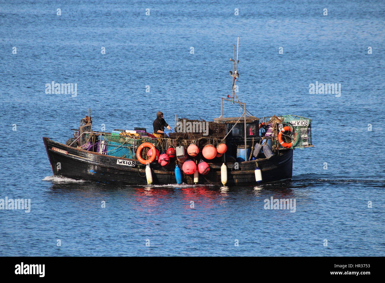 Das kleine Fischerboot Lorrine (WK 108), Cloch Ausgangspunkt am Firth of Clyde Stockfoto