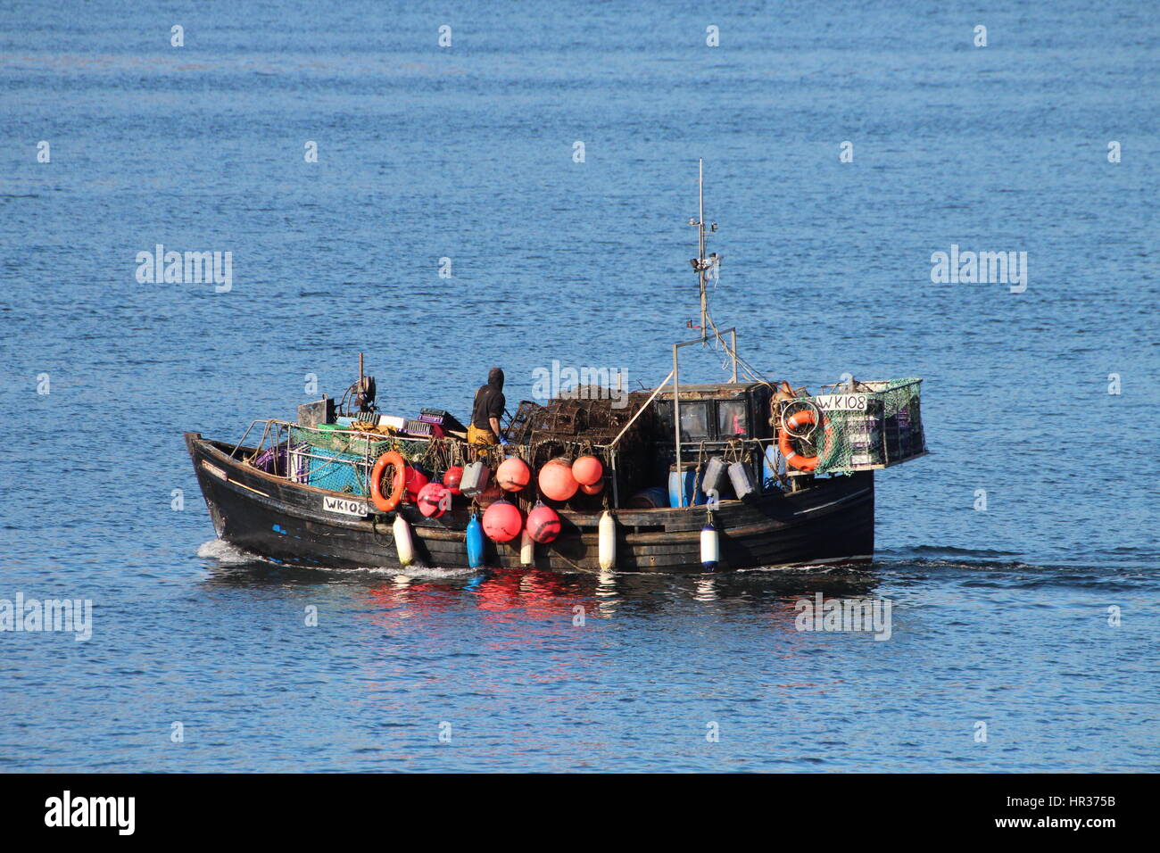 Das kleine Fischerboot Lorrine (WK 108), Cloch Ausgangspunkt am Firth of Clyde Stockfoto