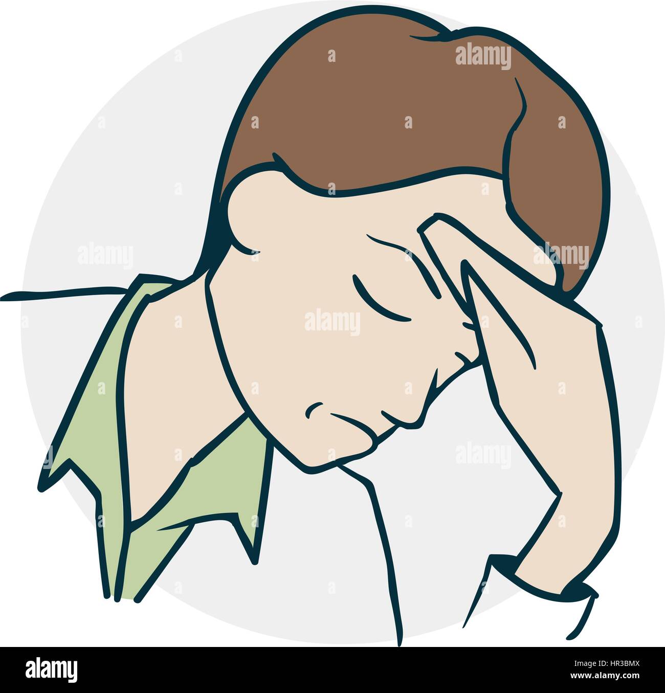 Starke Kopfschmerzen, schreien vor Schmerzen. Symbol zu medizinischen Themen. Beispiel für einen lustigen Cartoon-Stil Stock Vektor