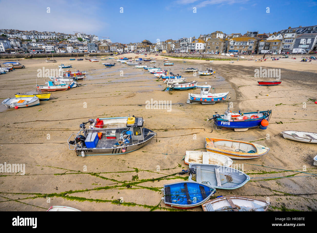 Großbritannien, Cornwall, St Ives, St Ives Hafen bei Ebbe Stockfoto