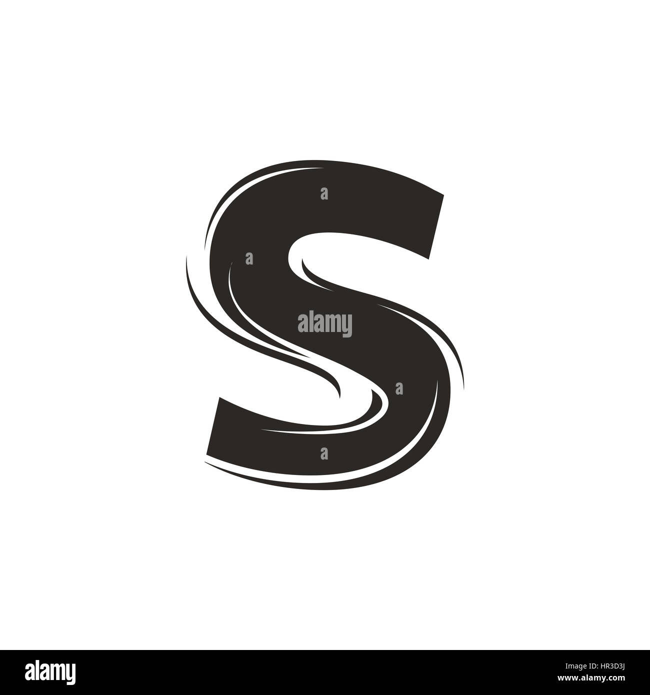 Stilvolle Darstellung der Buchstaben S gemischt mit Haaren, die für ein Logo oder als isolierte grafisches Element verwendet werden kann Stockfoto