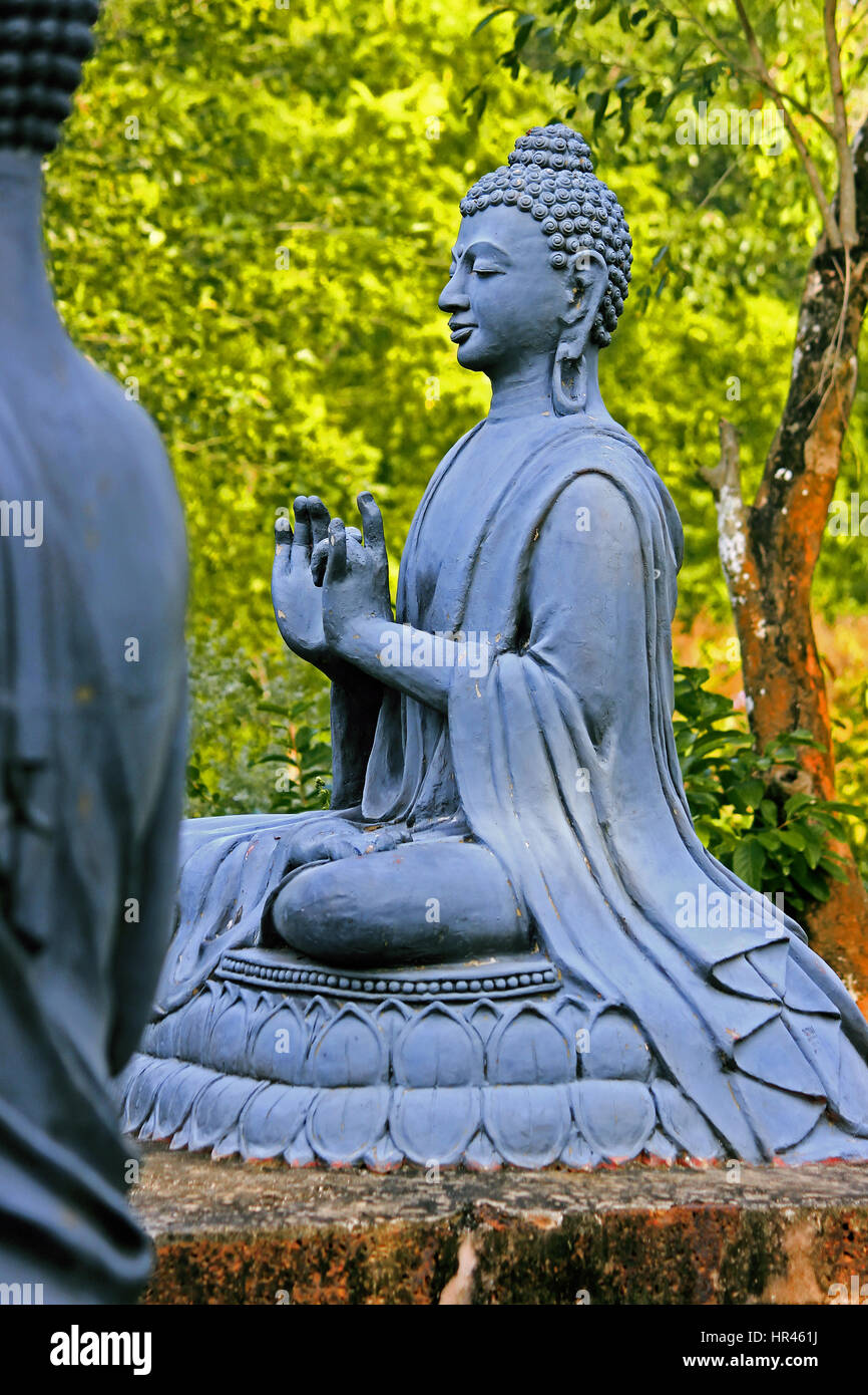 Lord Buddha Idol, Steinskulptur Buddhadev (Siddhartha) zeigt die Mudra (Hand Körperhaltungen) Stockfoto