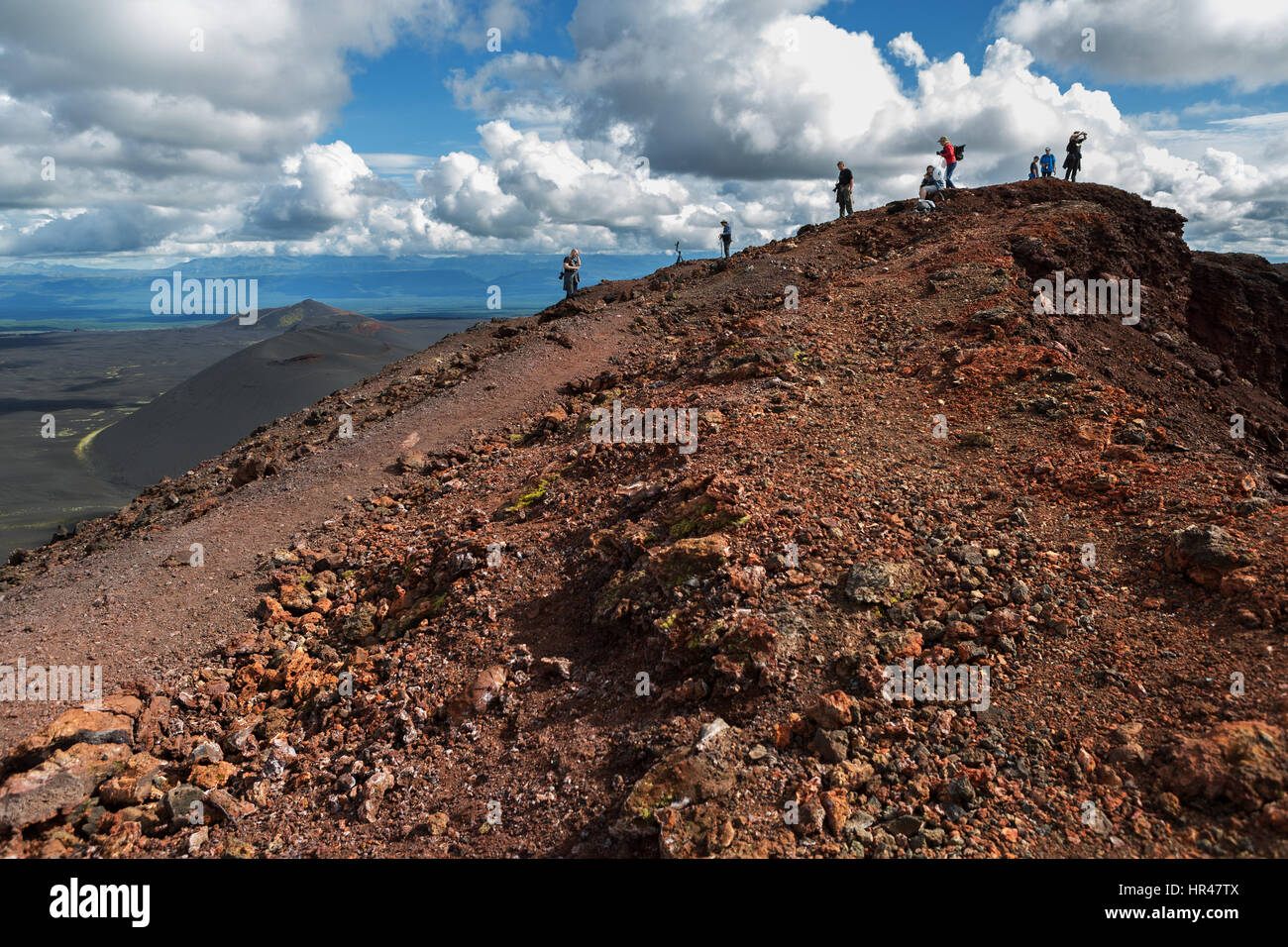 Wandern Wanderweg Aufstieg zum Norden Durchbruch große Tolbachik Fissur Eruption 1975 Stockfoto