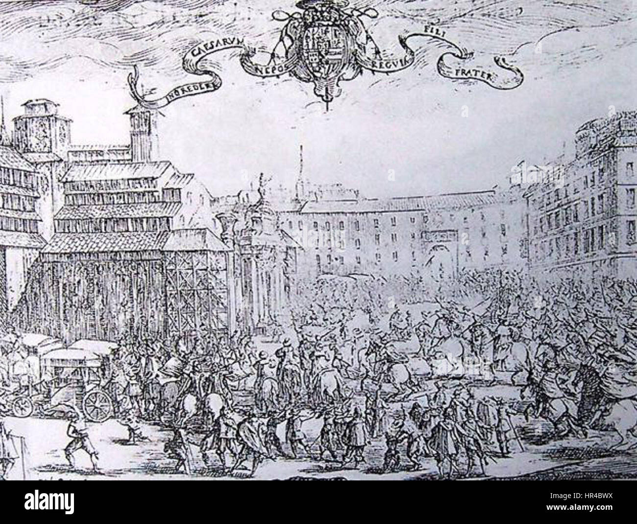 Piazza del Duomo Milano 1630 Festeggiamenti Krönung Erede al Trono spagnolo Stockfoto