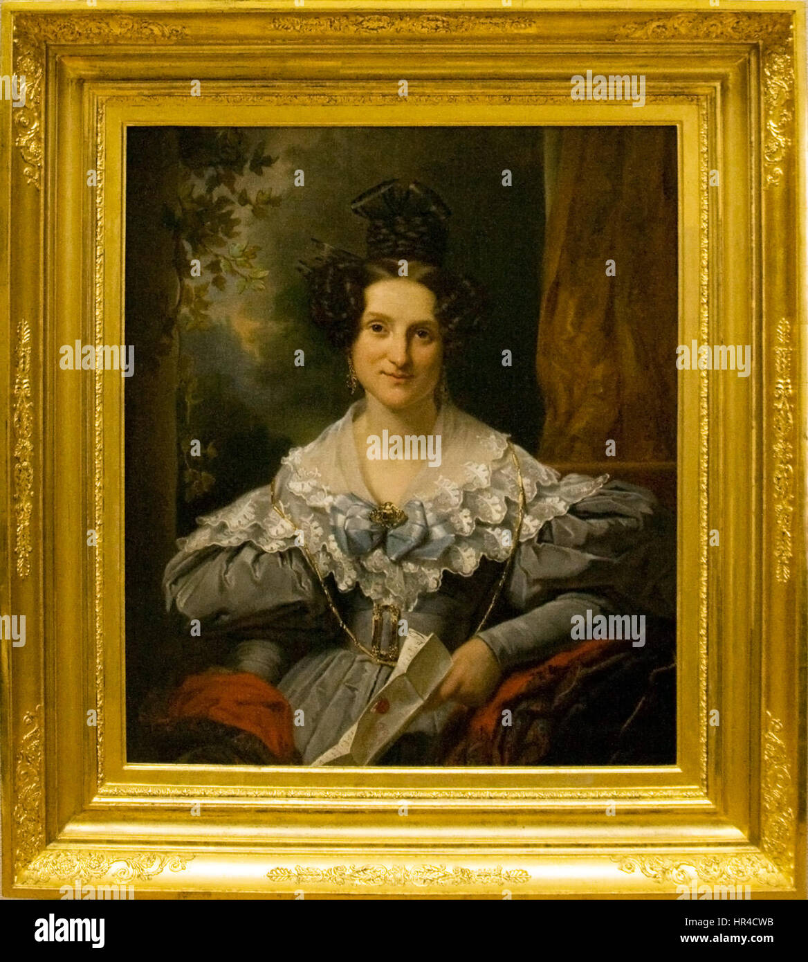 Dieses Porträt von Hendrina Vinju-Heije zeigt eine Frau aus dem 19. Jahrhundert mit niederländischem Erbe. Das Gemälde fängt ihre elegante Kleidung und ihr ausgeglichenes Verhalten ein, typisch für Porträts aus dieser Zeit. Stockfoto