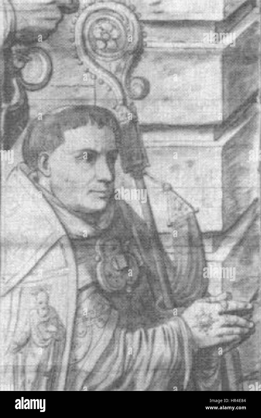 Petrus van Suyren, ein Künstler der Frührenaissance, ist bekannt für seine detaillierten Werke, die religiöse Themen mit sorgfältiger Liebe zum naturalistischen Detail verbinden. Seine Werke zeigen oft religiöse Szenen oder Porträts mit einem starken Schwerpunkt auf Realismus und Emotionen. Stockfoto