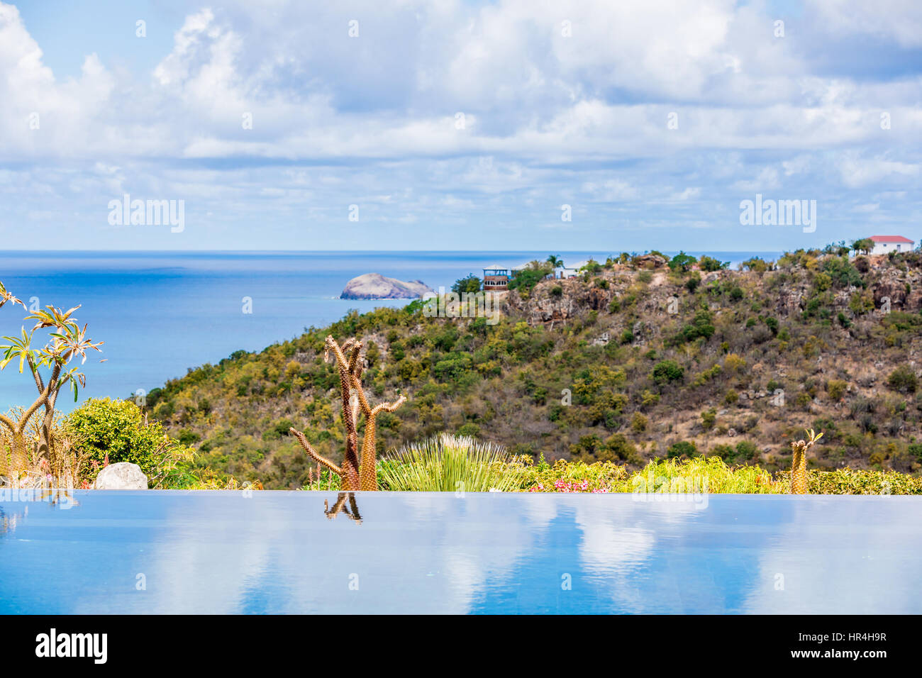 180-Grad-Ansicht von einer Villa in St. Barts Stockfoto