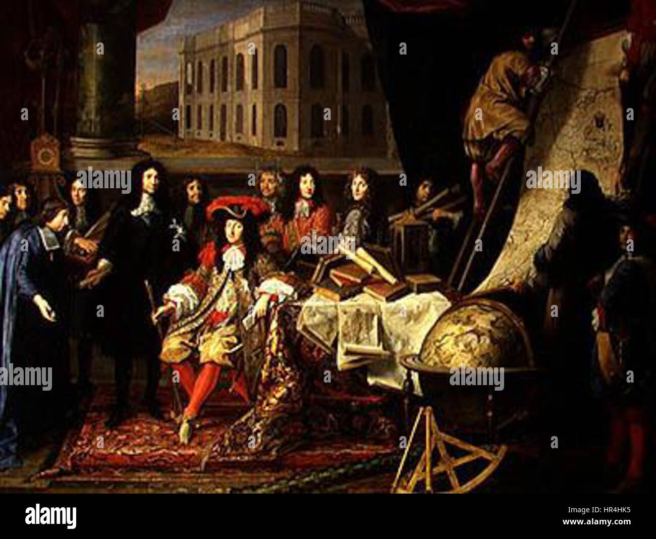 Louis XIV zu präsentieren die Mitglieder der königlichen Akademie der Wissenschaften Stockfoto