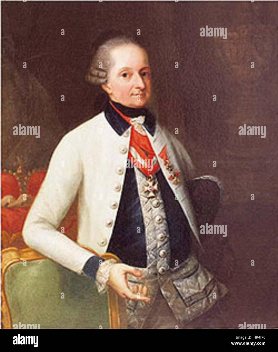 Nikolaus Esterhazy war ein prominenter ungarischer Adliger und Mäzen der Künste. Er war bekannt für seine einflussreiche Rolle in der europäischen Politik und seine Unterstützung für Musiker, darunter Joseph Haydn. Stockfoto