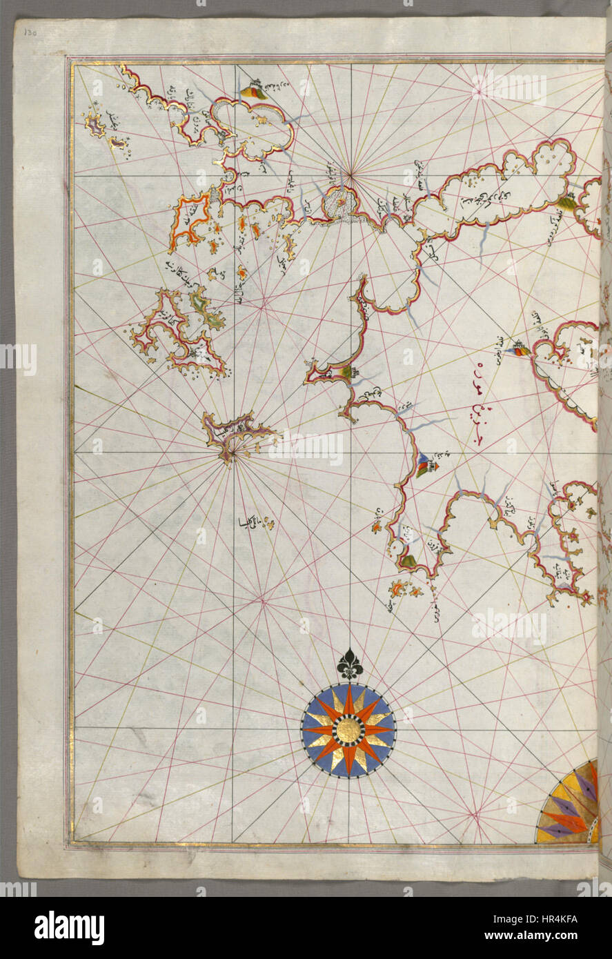 Piri Reis - Karte der Inseln Kefalonia, Zakynthos und Lefkada im Ionischen Meer - Walters W658130A - ganze Seite Stockfoto