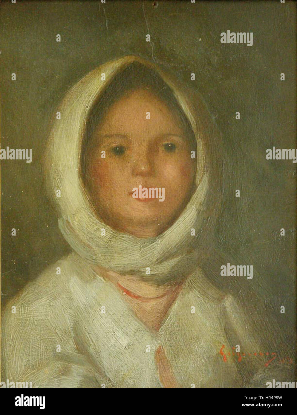 Nicolae Grigorescu - Tarancuta cu naframa Stockfoto