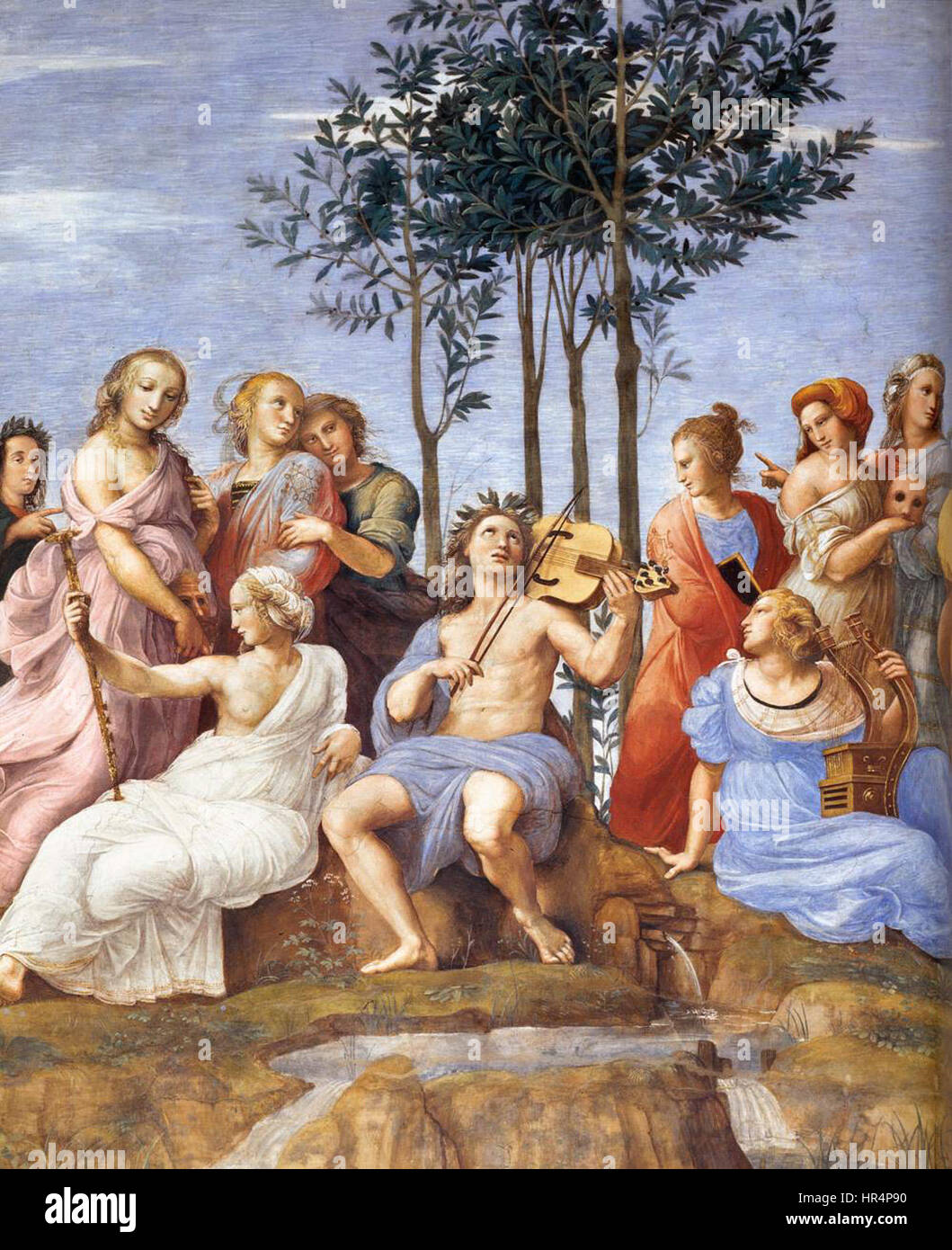 „Parnaso 1212“ ist eine künstlerische Darstellung des Berges Parnassos, der in der griechischen Mythologie oft mit der Heimat der Musen assoziiert wird. Dieses Kunstwerk fängt wahrscheinlich sowohl göttliche als auch sterbliche Elemente ein, wobei Götter und Künstler in Harmonie dargestellt werden. Stockfoto