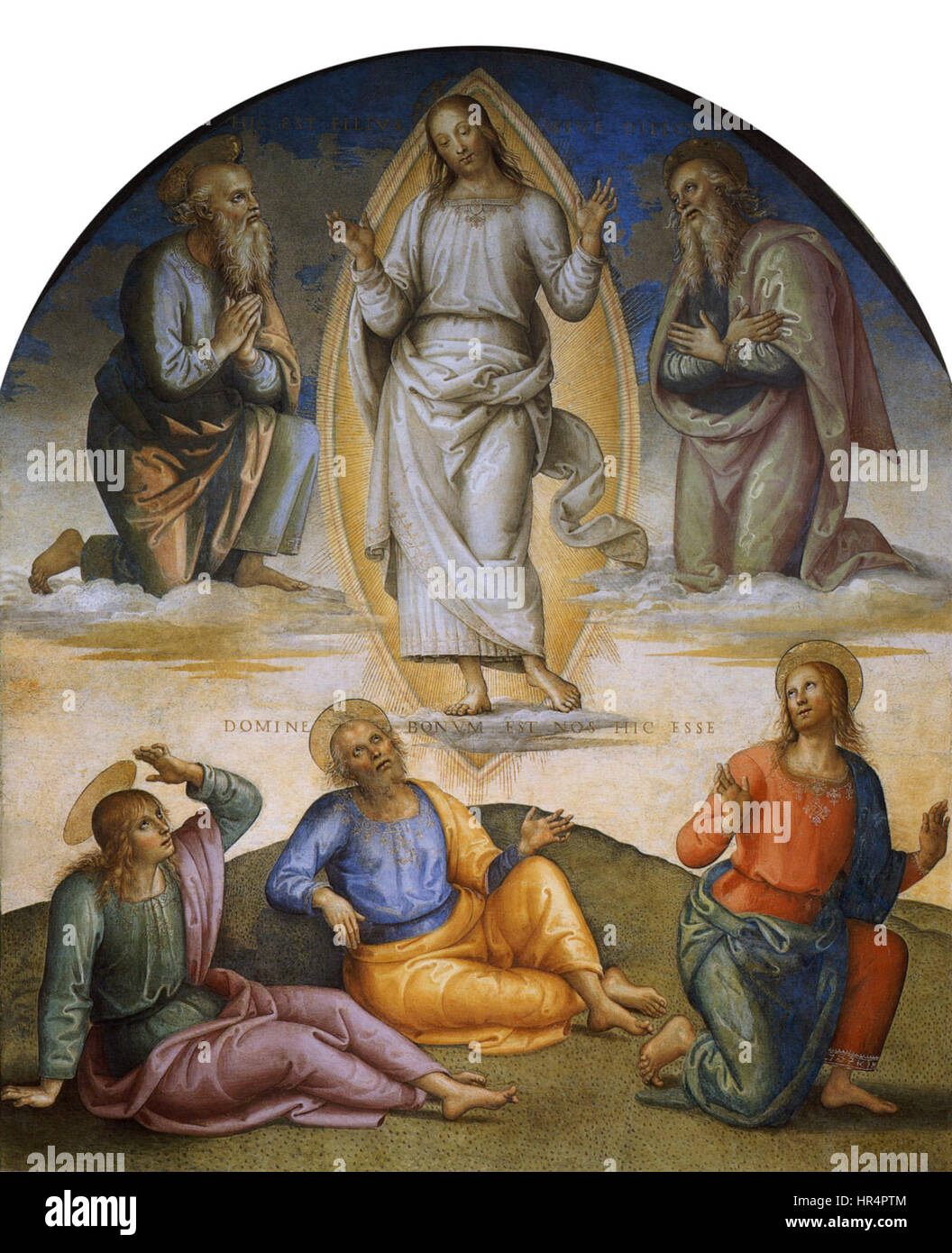 Pietro Perugino, ein italienischer Renaissance-Maler, schuf die Trasfigurazione für das Collegio del Cambio zwischen 1496 und 1500. Stockfoto