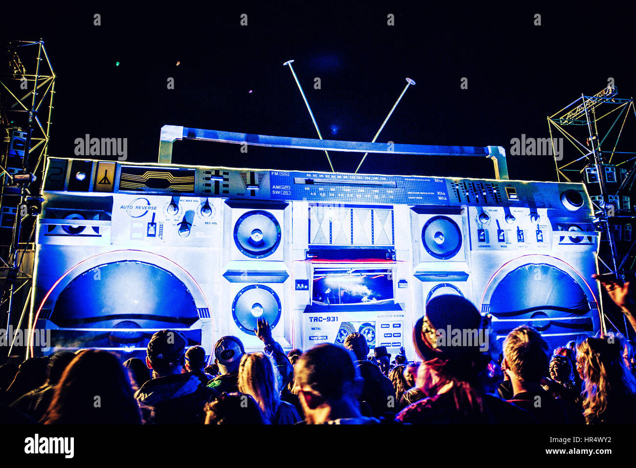 Das Publikum beim Boomtown Festival, England, Großbritannien Stockfoto
