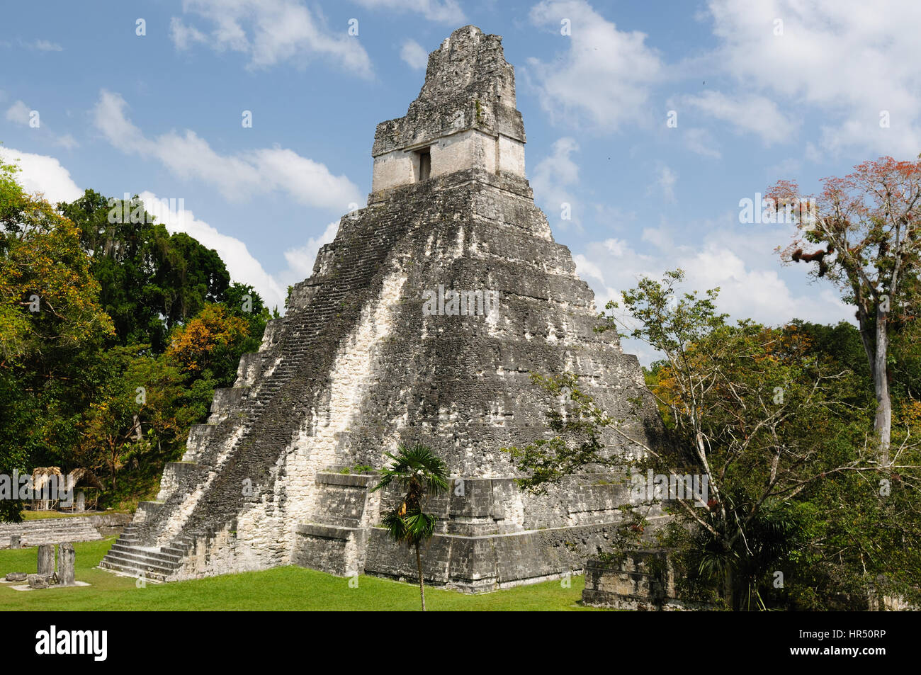 Guatemala, Maya-Ruinen im Dschungel in Tikal. Das Bild zeigt Tempel I auf der Plaza Grande Stockfoto