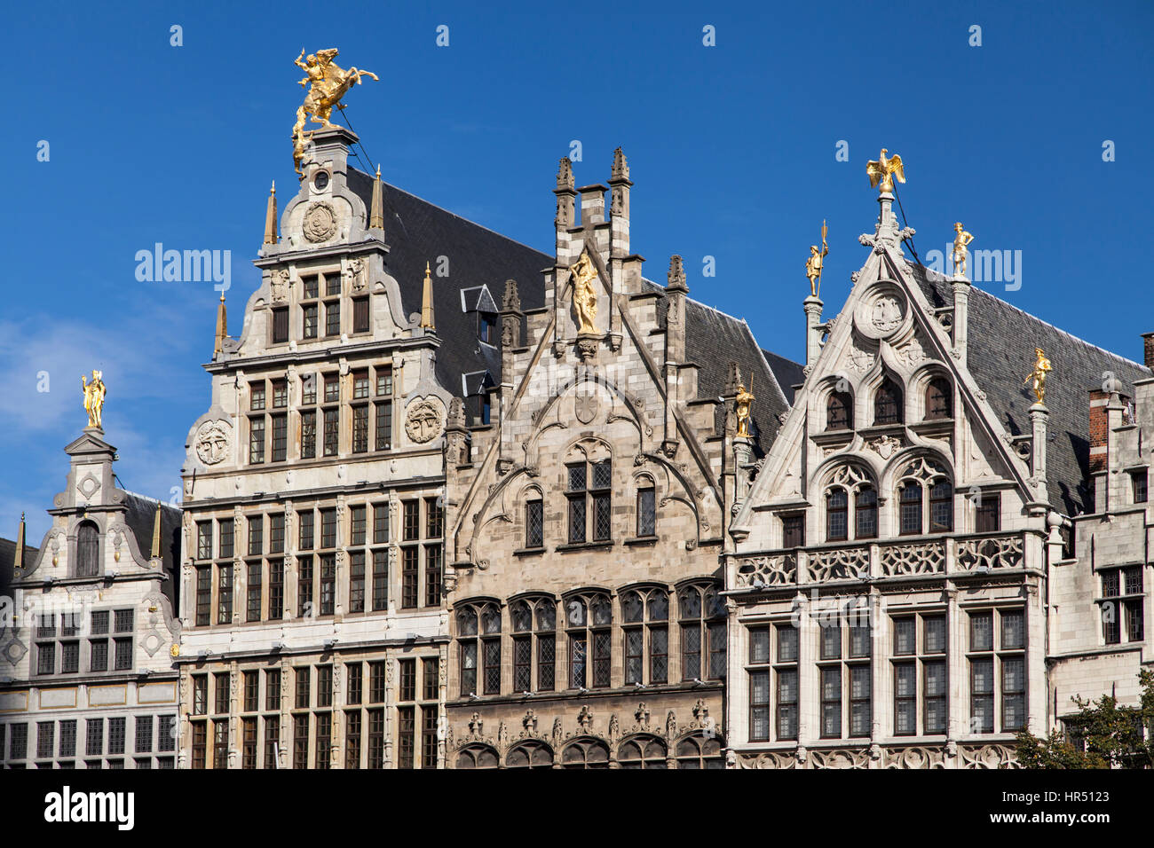Guild Häuser am Grote Markt in Antwerpen, Belgien. Stockfoto