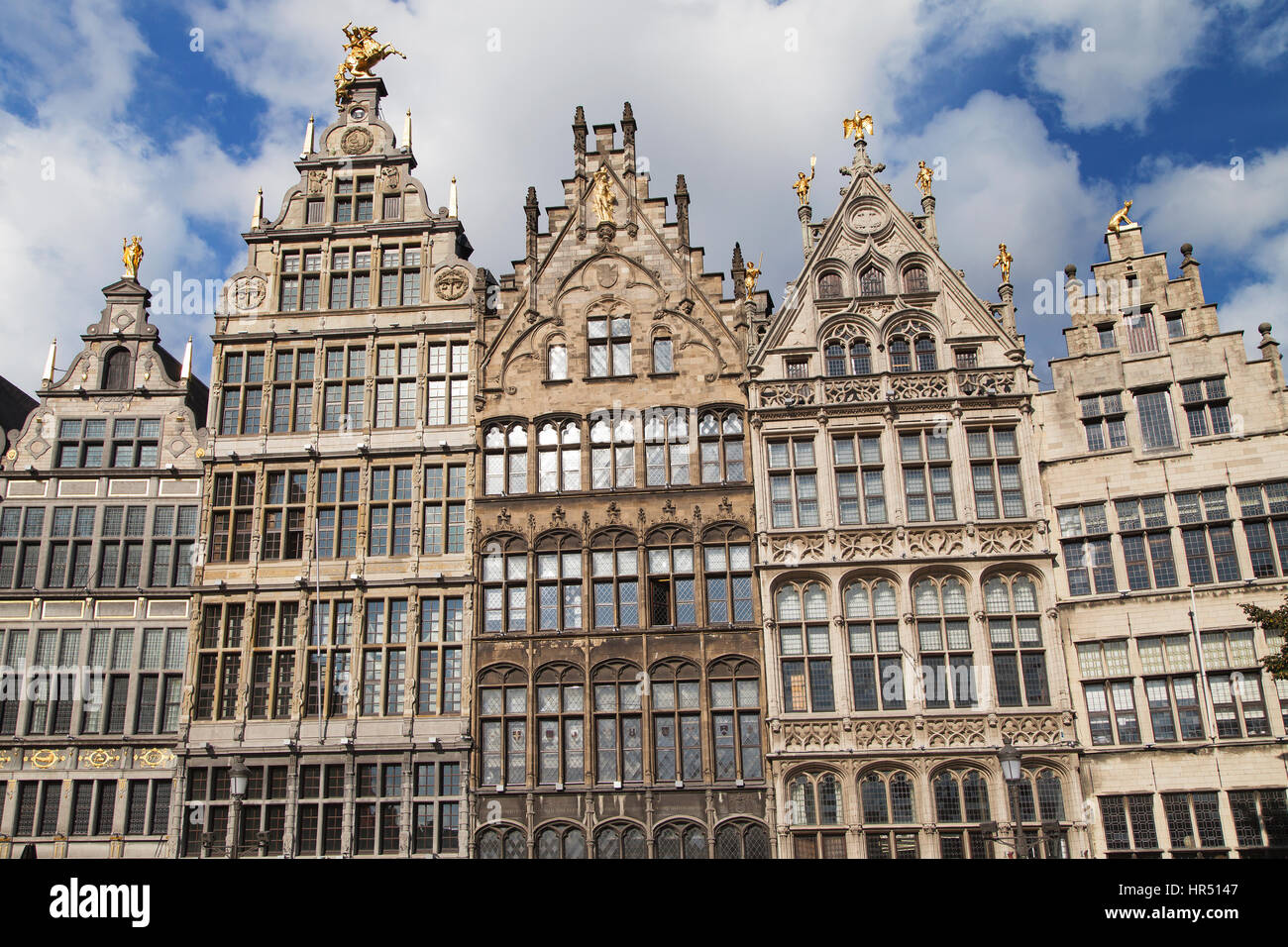 Zunfthäuser am Grote Markt in Antwerpen, Belgien. Stockfoto