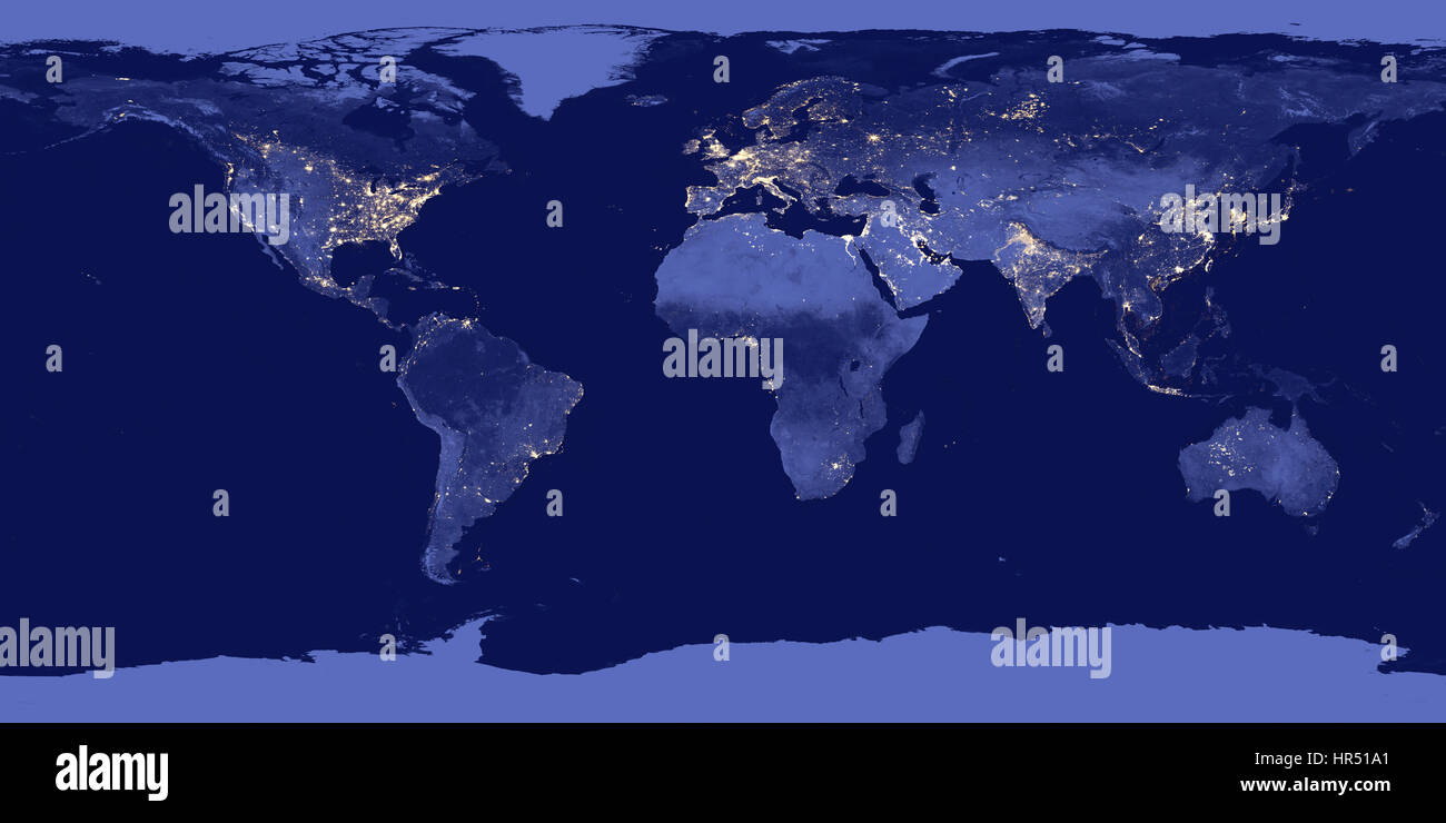 Erde bei Nacht - Elemente dieses Bildes sind von der NASA eingerichtet Stockfoto