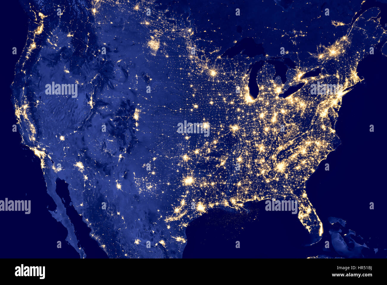 Amerika bei Nacht - sind Bestandteil dieses Bild von der NASA eingerichtet. Stockfoto