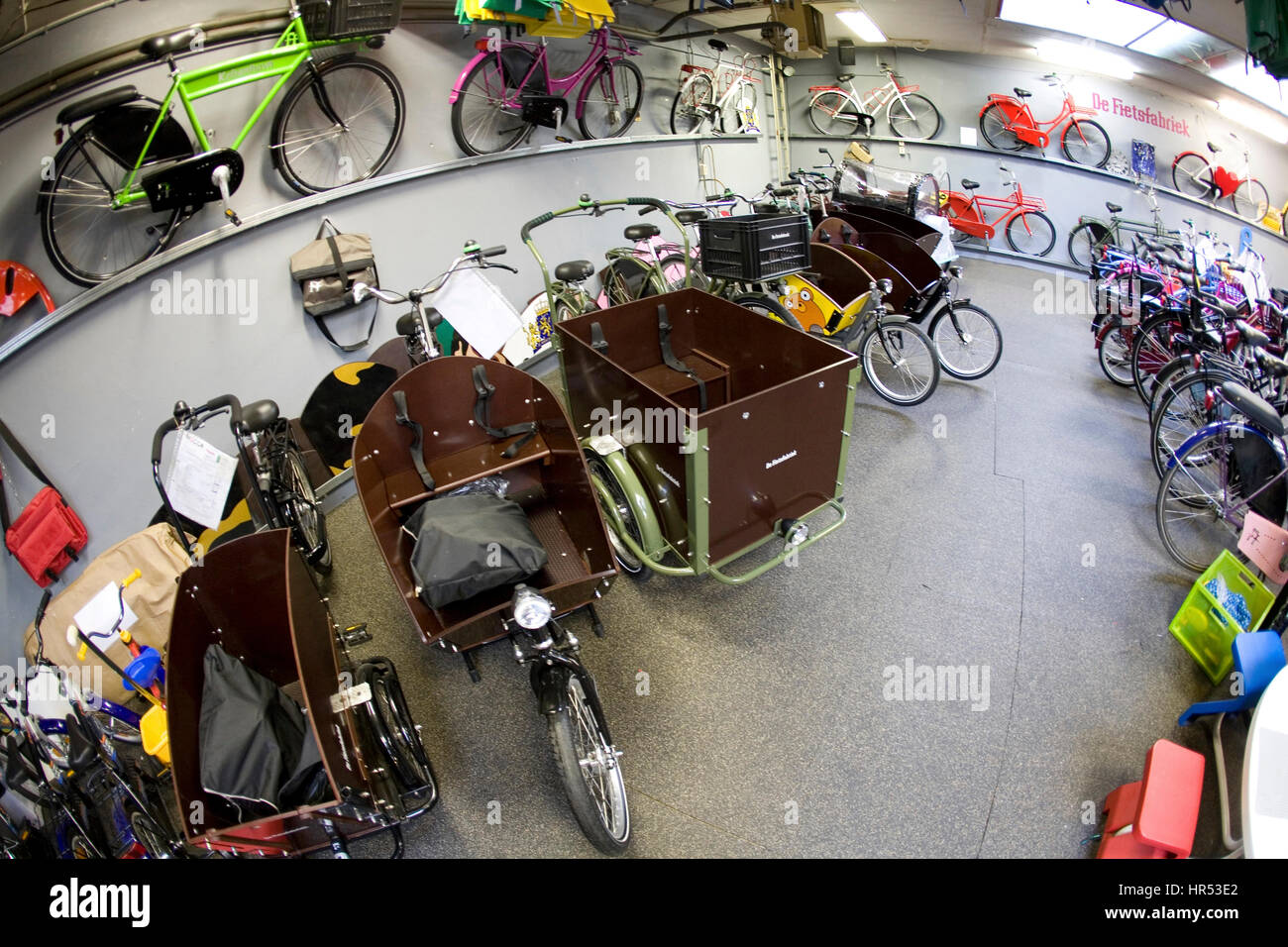 Fahrrad-Reparatur-Werkstatt in Amsterdam Stockfoto
