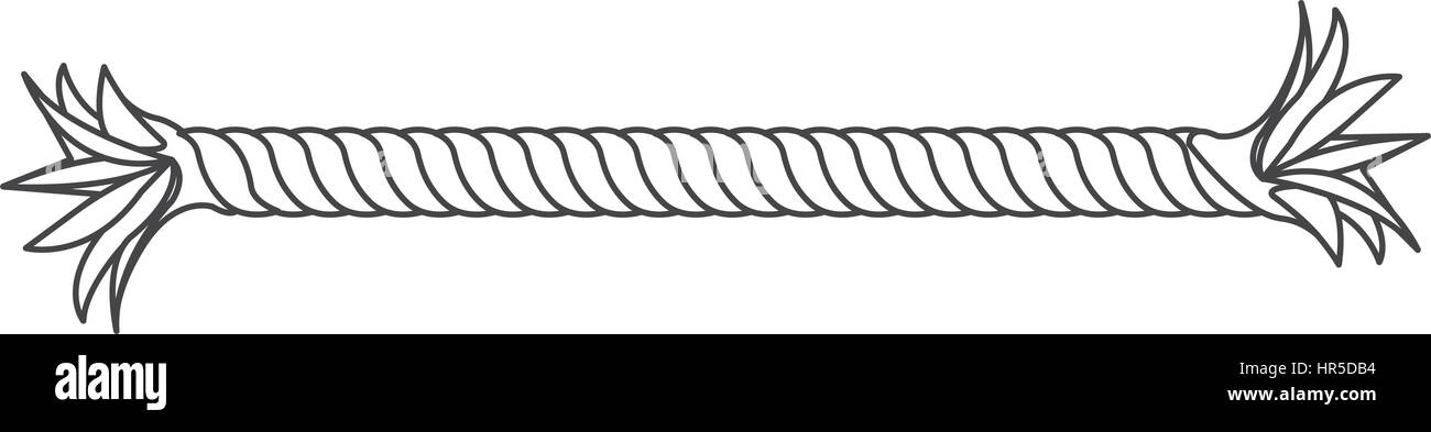 Silhouette Closeup gebrochen ausgefranste Seil Stück Symbol Stock Vektor