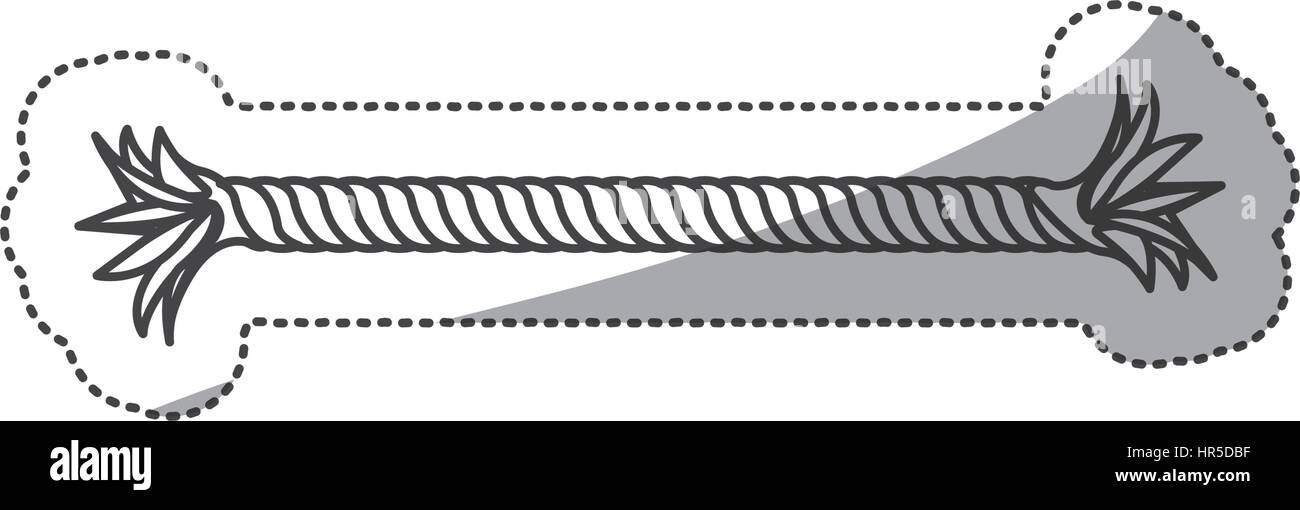 Aufkleber Kontur Closeup gebrochen ausgefranste Seil Stück Symbol Stock Vektor