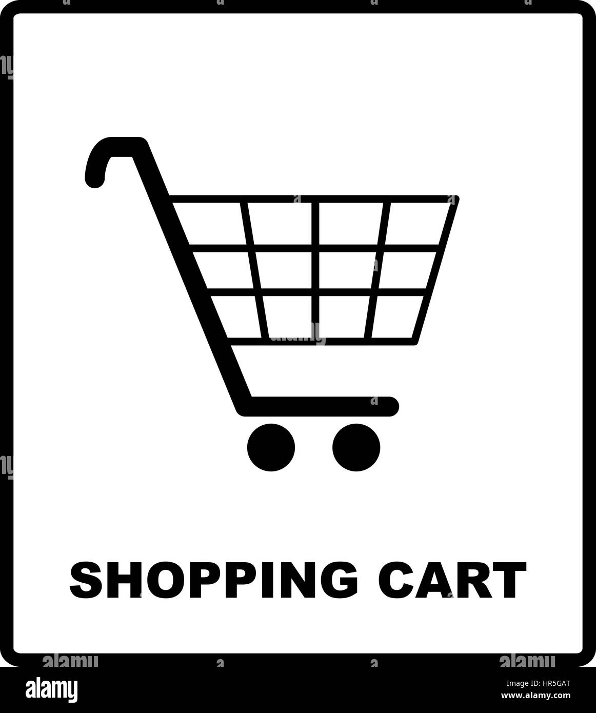 Shopping Cart Zeichen, Vektor-Illustration. Muss-Symbol isoliert auf weiss. Warnung-Banner für öffentliche Plätze. Einfachen flachen Stil Stock Vektor